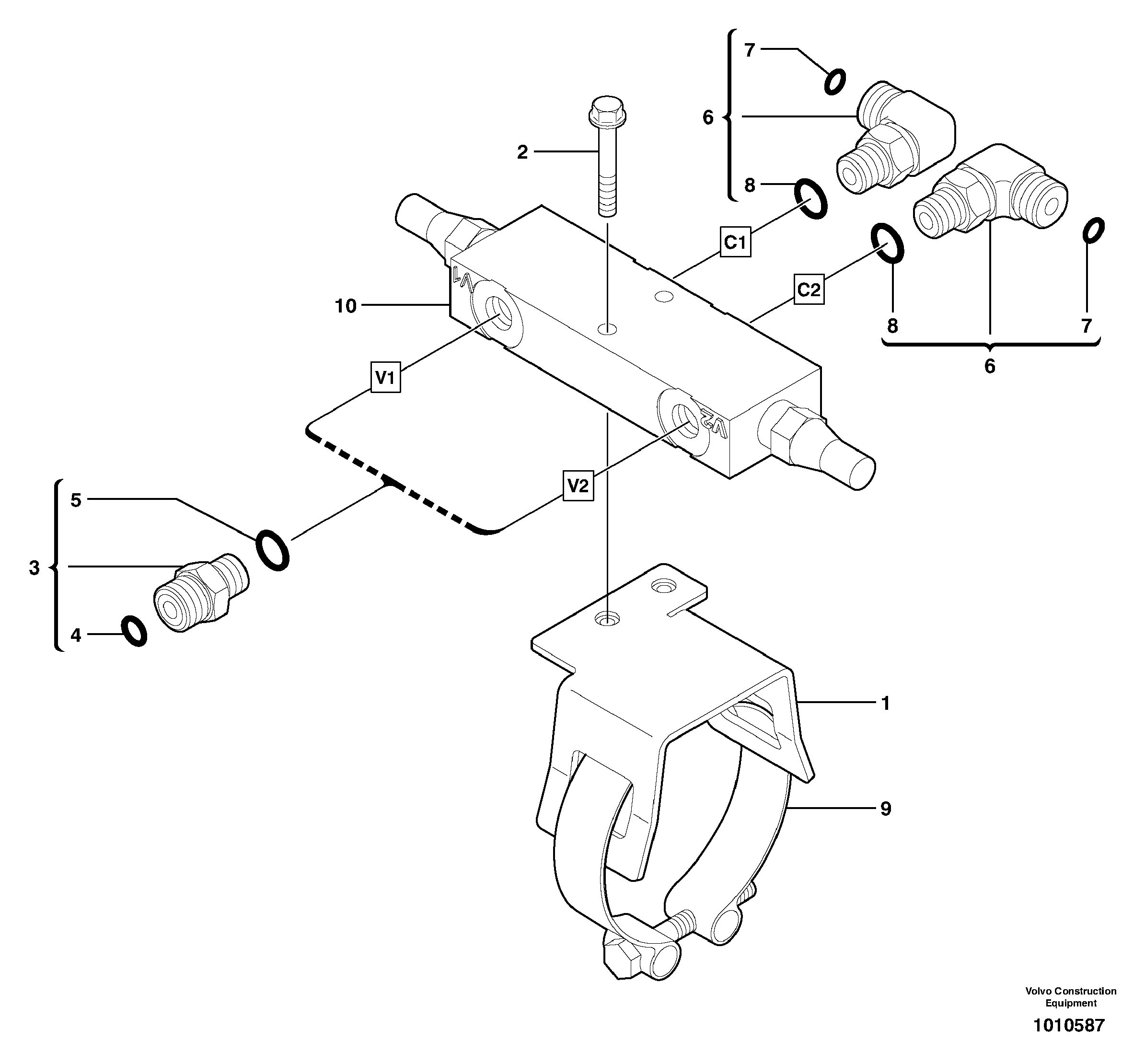Схема запчастей Volvo ECR38 TYPE 602 - 7052 Balancing valve ( offset cylinder ) 