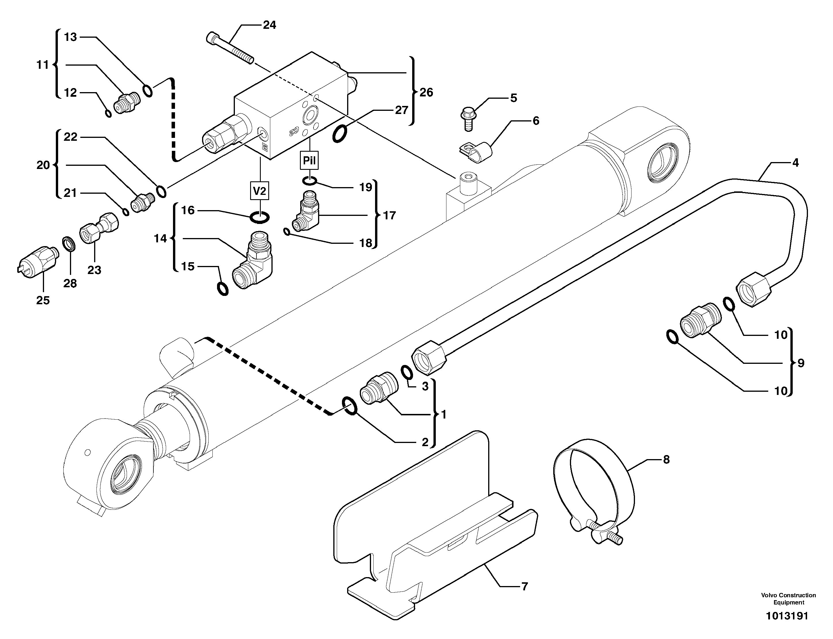 Схема запчастей Volvo ECR38 TYPE 602 - 7062 Safety valve ( boom cylinder ) 