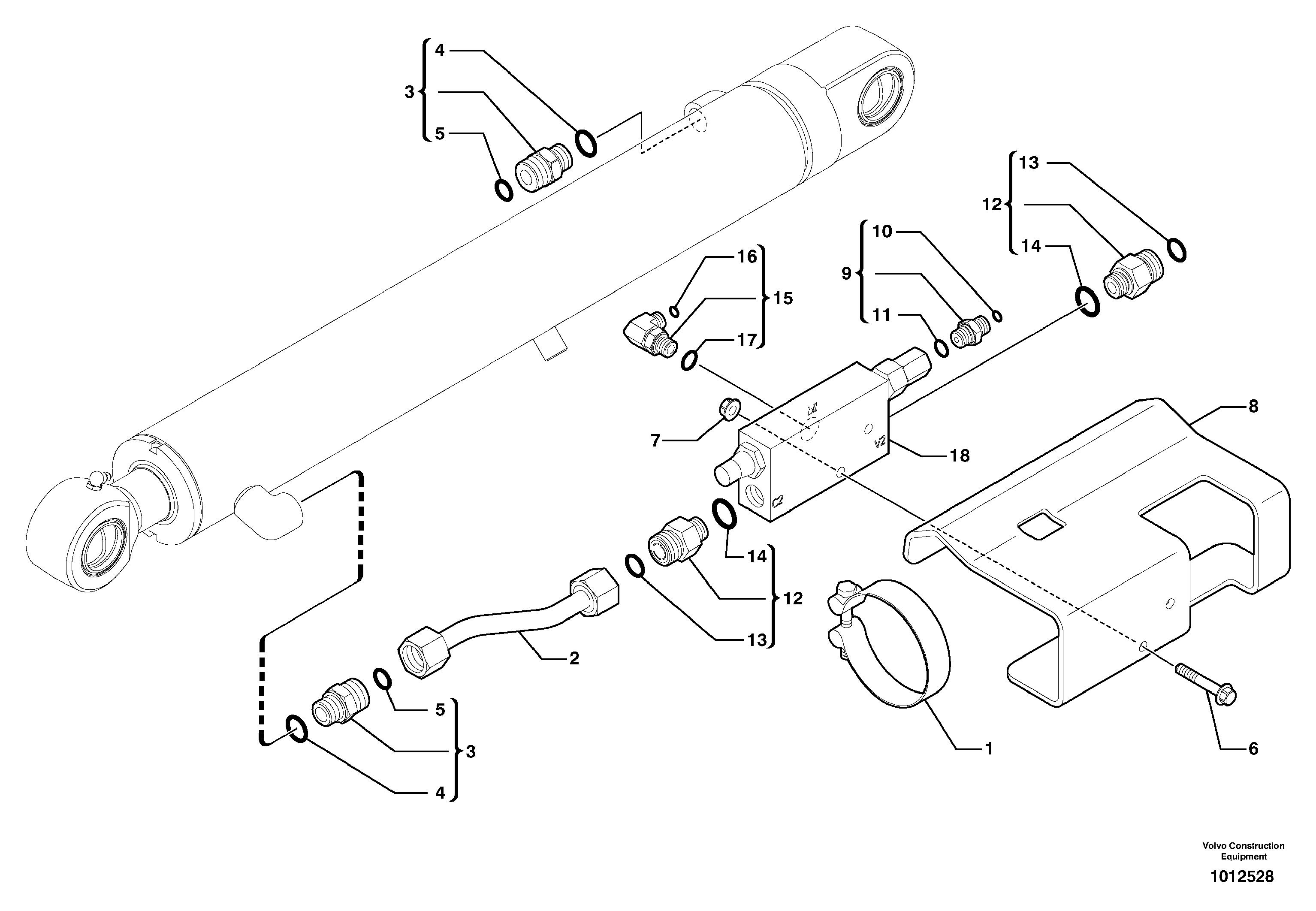 Схема запчастей Volvo ECR38 TYPE 602 - 7063 Safety valve ( dipper arm cylinder ) 