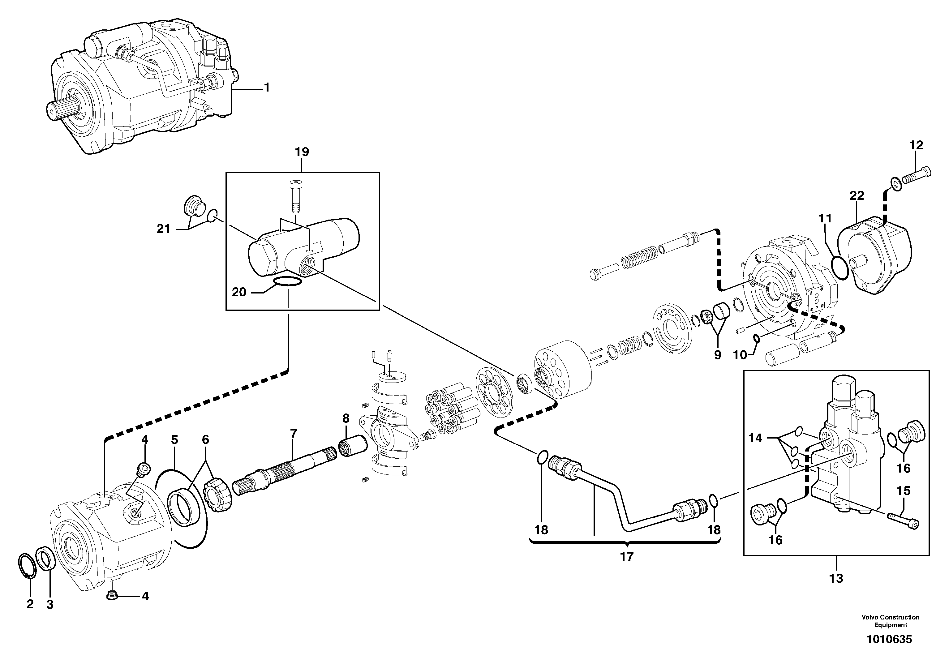 Схема запчастей Volvo ECR38 TYPE 602 - 7066 Гидронасос (основной насос) 