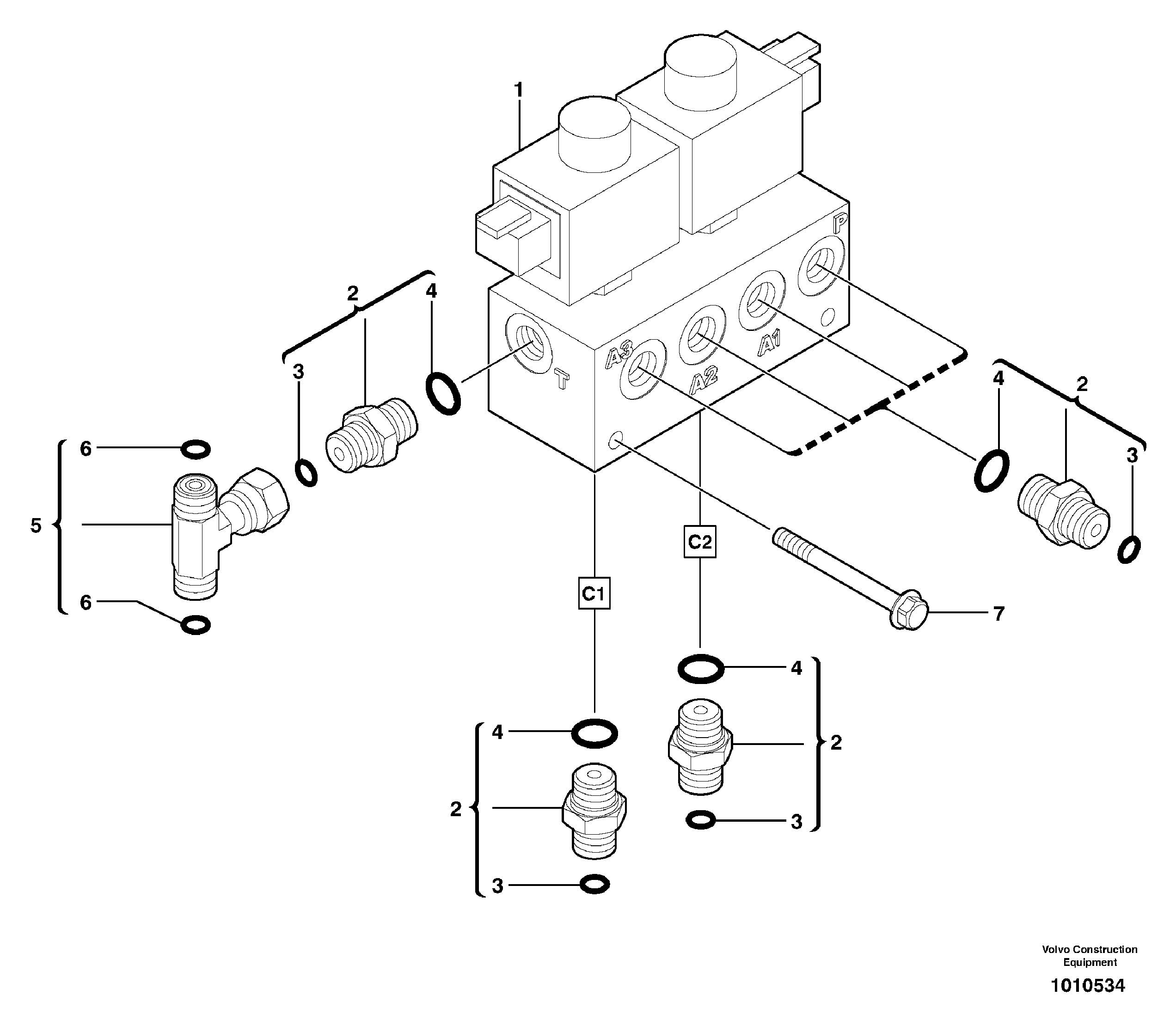 Схема запчастей Volvo ECR38 TYPE 602 - 7067 Electrovalve installation 