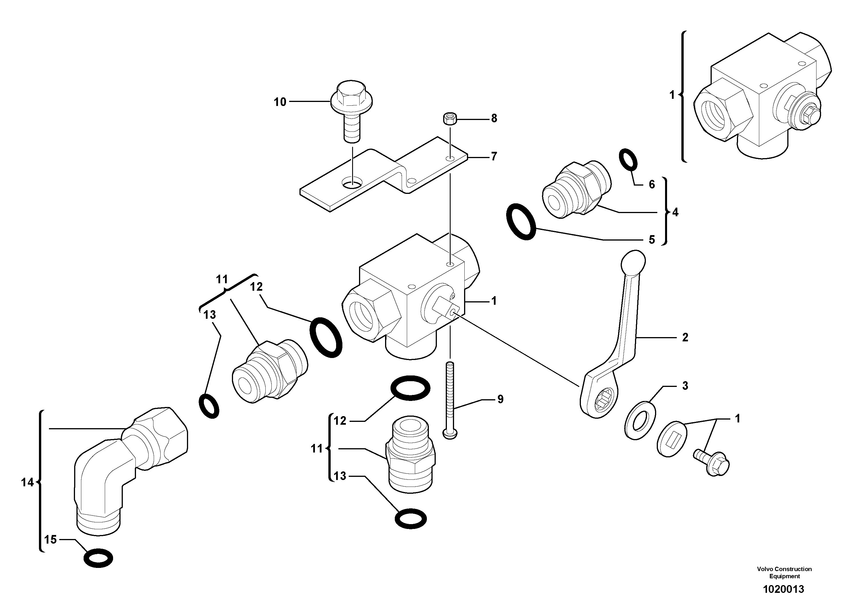 Схема запчастей Volvo ECR38 TYPE 602 - 106577 Three-way valve 