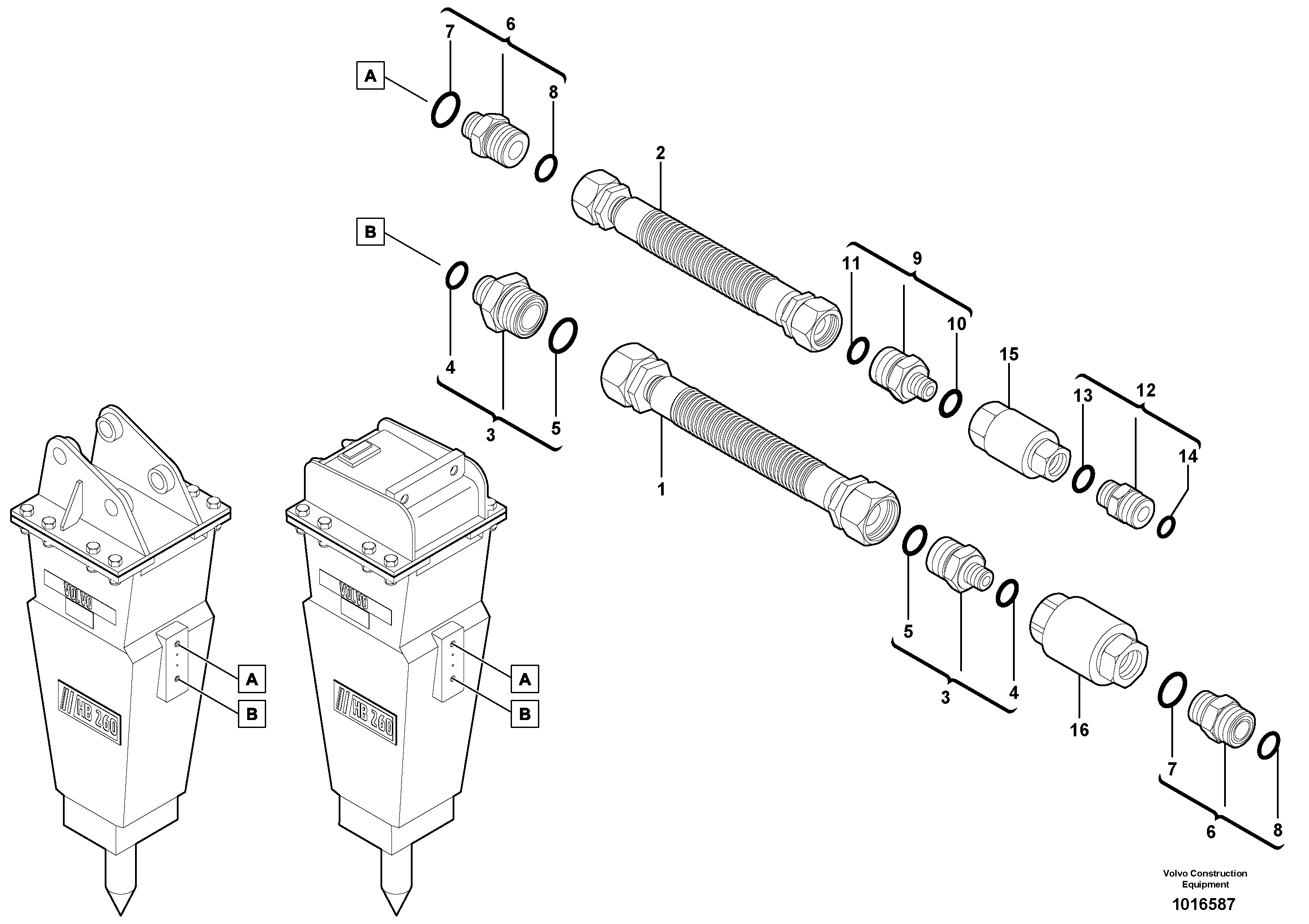 Схема запчастей Volvo ECR38 TYPE 602 - 39283 Hydraulic system, hammer 
