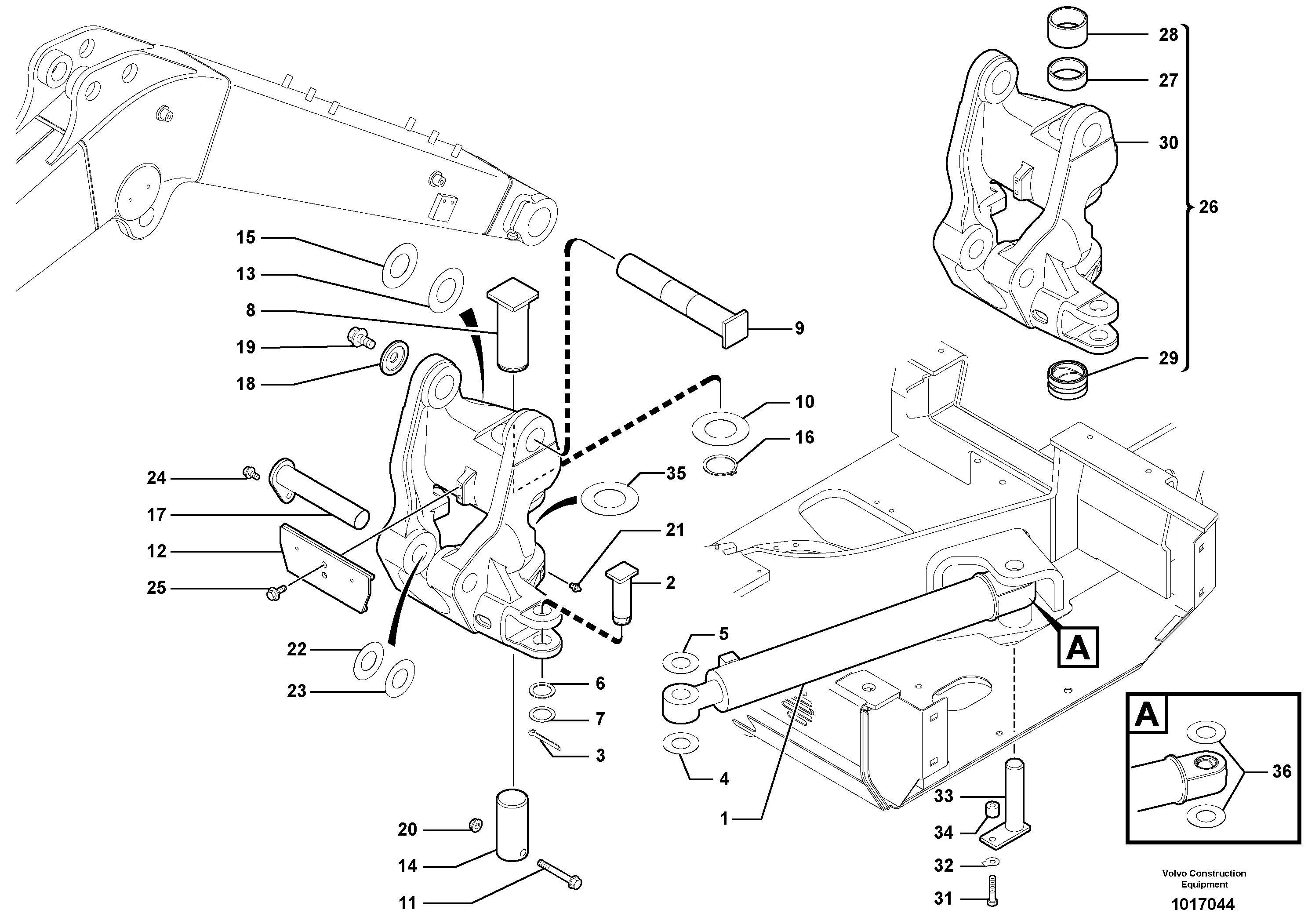 Схема запчастей Volvo ECR38 TYPE 602 - 96488 Pivot pin 