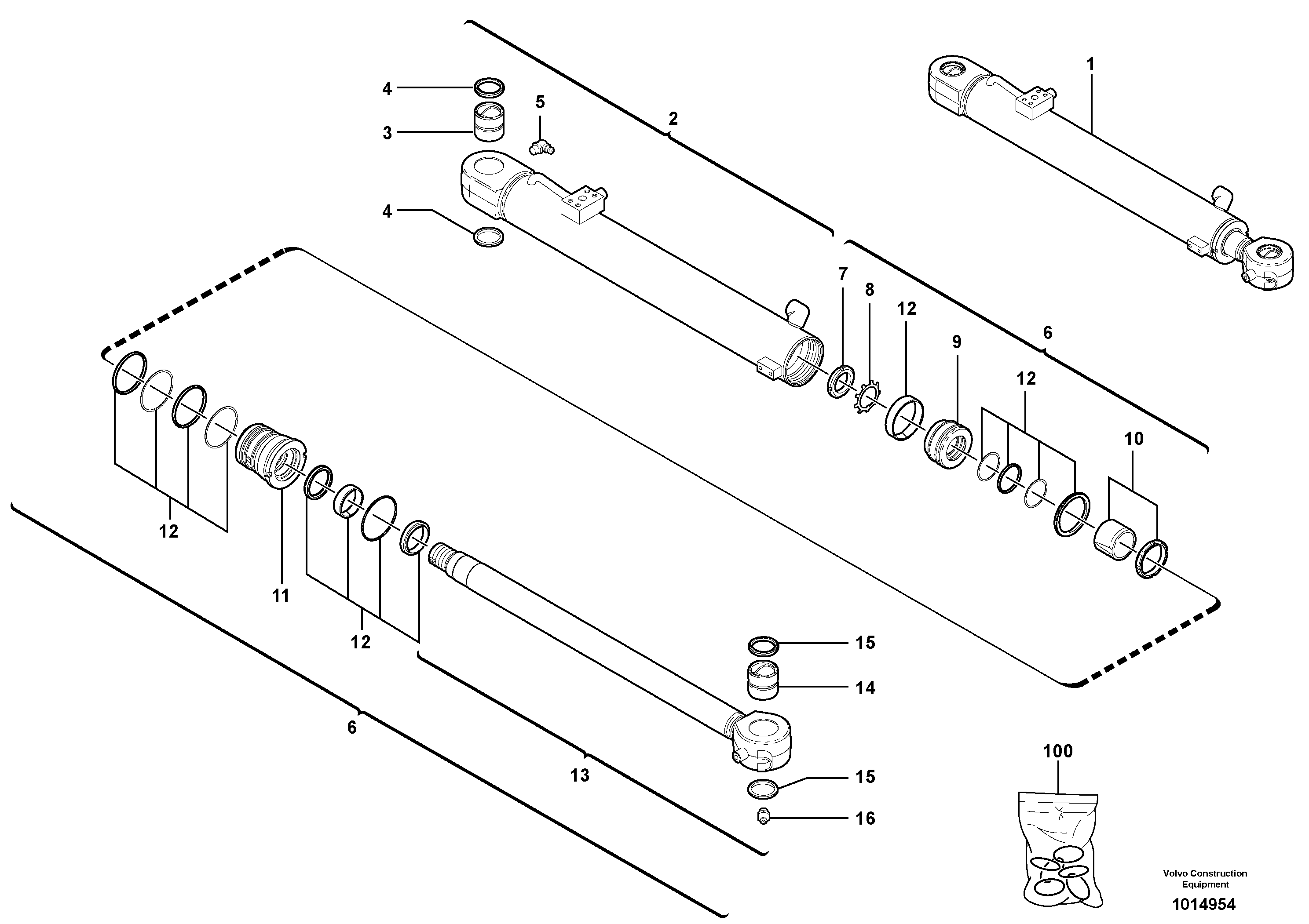 Схема запчастей Volvo ECR38 TYPE 602 - 6135 Гидроцилиндр стрелы 