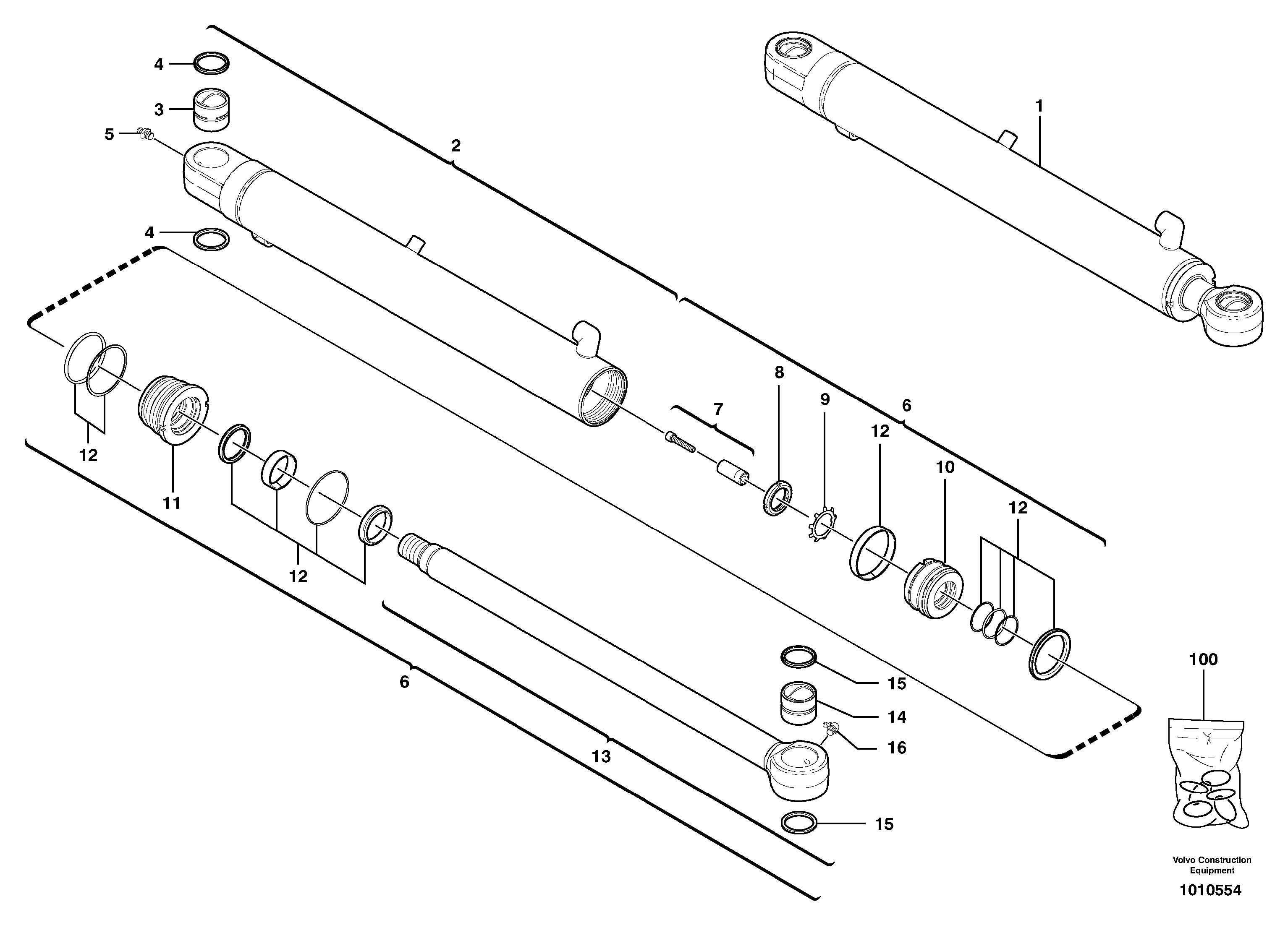 Схема запчастей Volvo ECR38 TYPE 602 - 26850 Dipper arm cylinder 