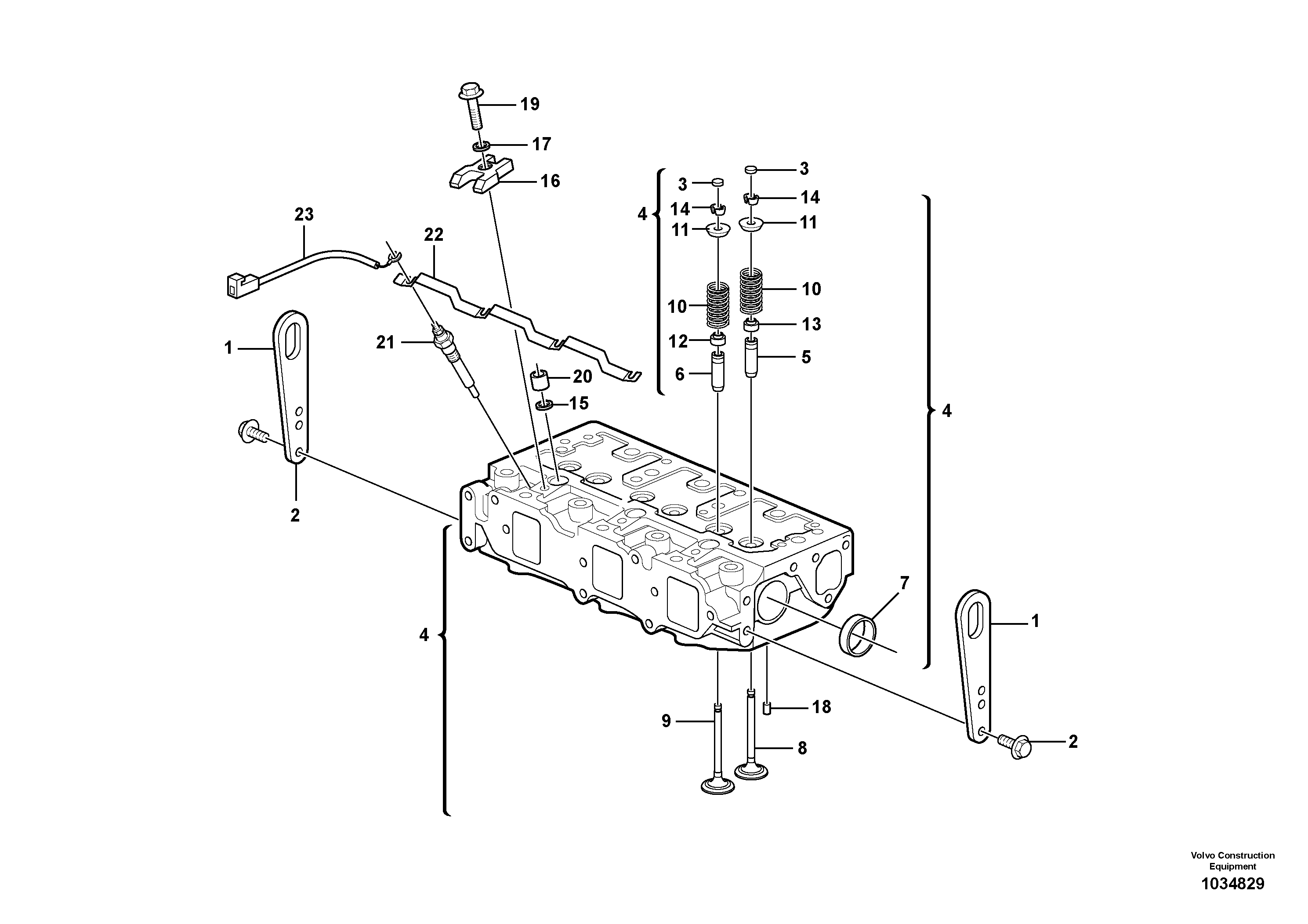 Схема запчастей Volvo ECR38 TYPE 602 - 42358 Головка блока цилиндров 