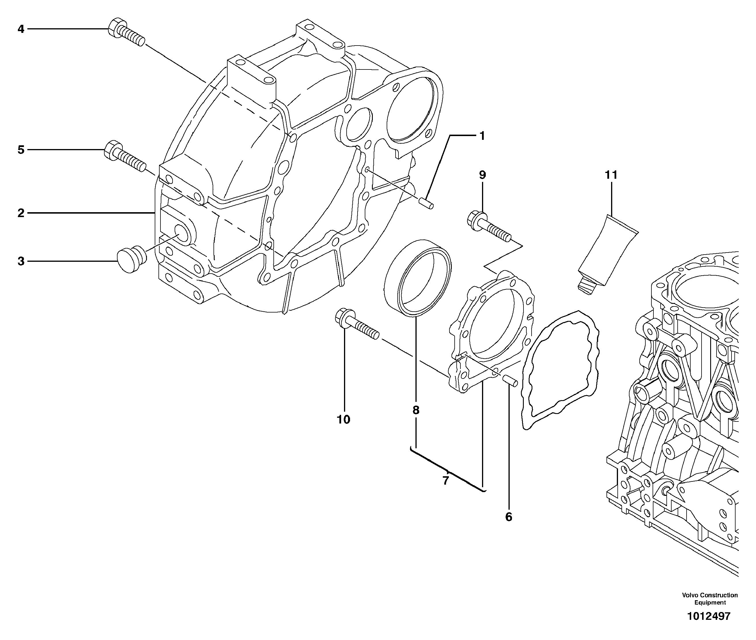 Схема запчастей Volvo ECR38 TYPE 602 - 42359 Картер маховика 