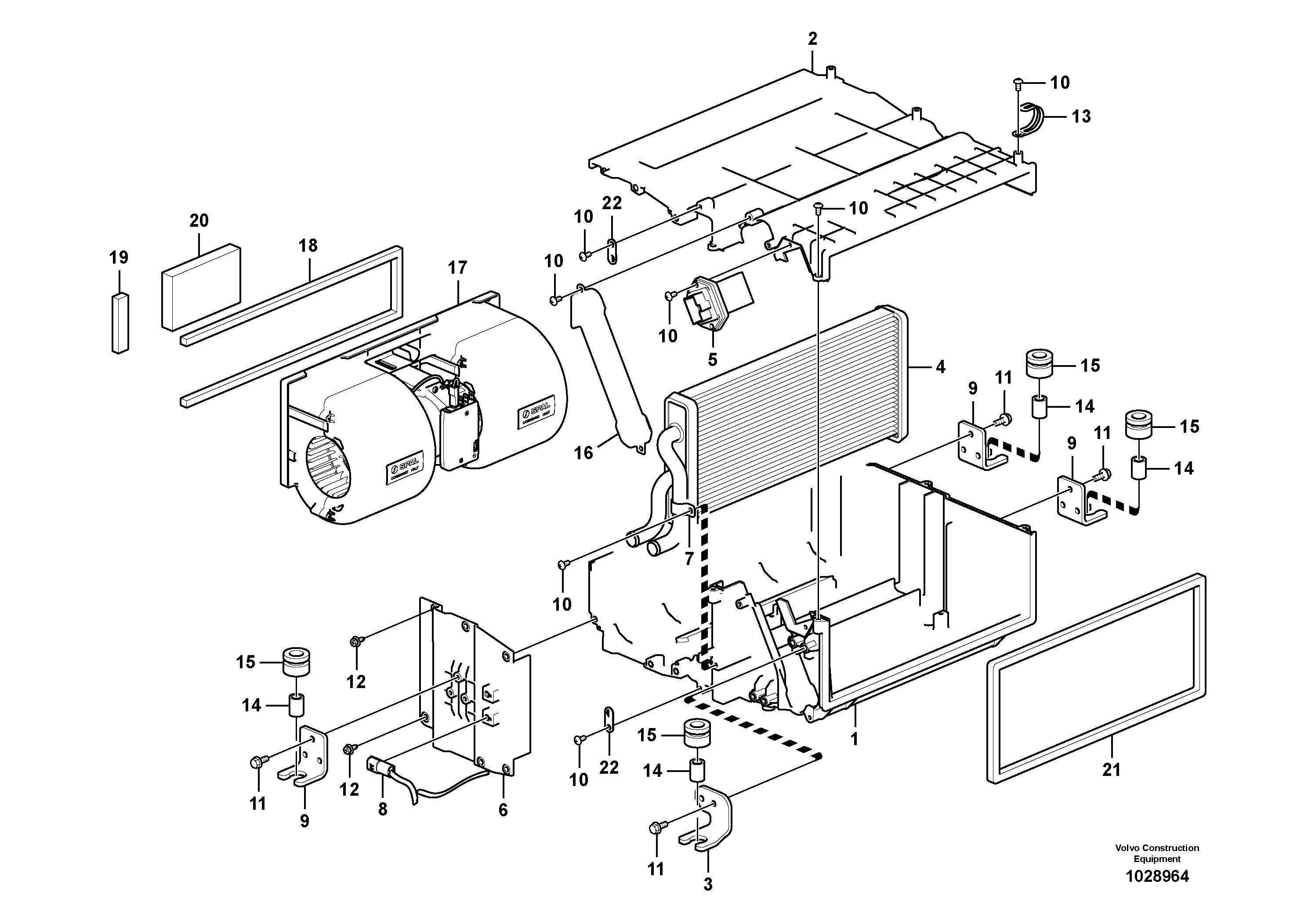 Схема запчастей Volvo EC55C S/N 110001- / 120001- - 65443 Heating unit 