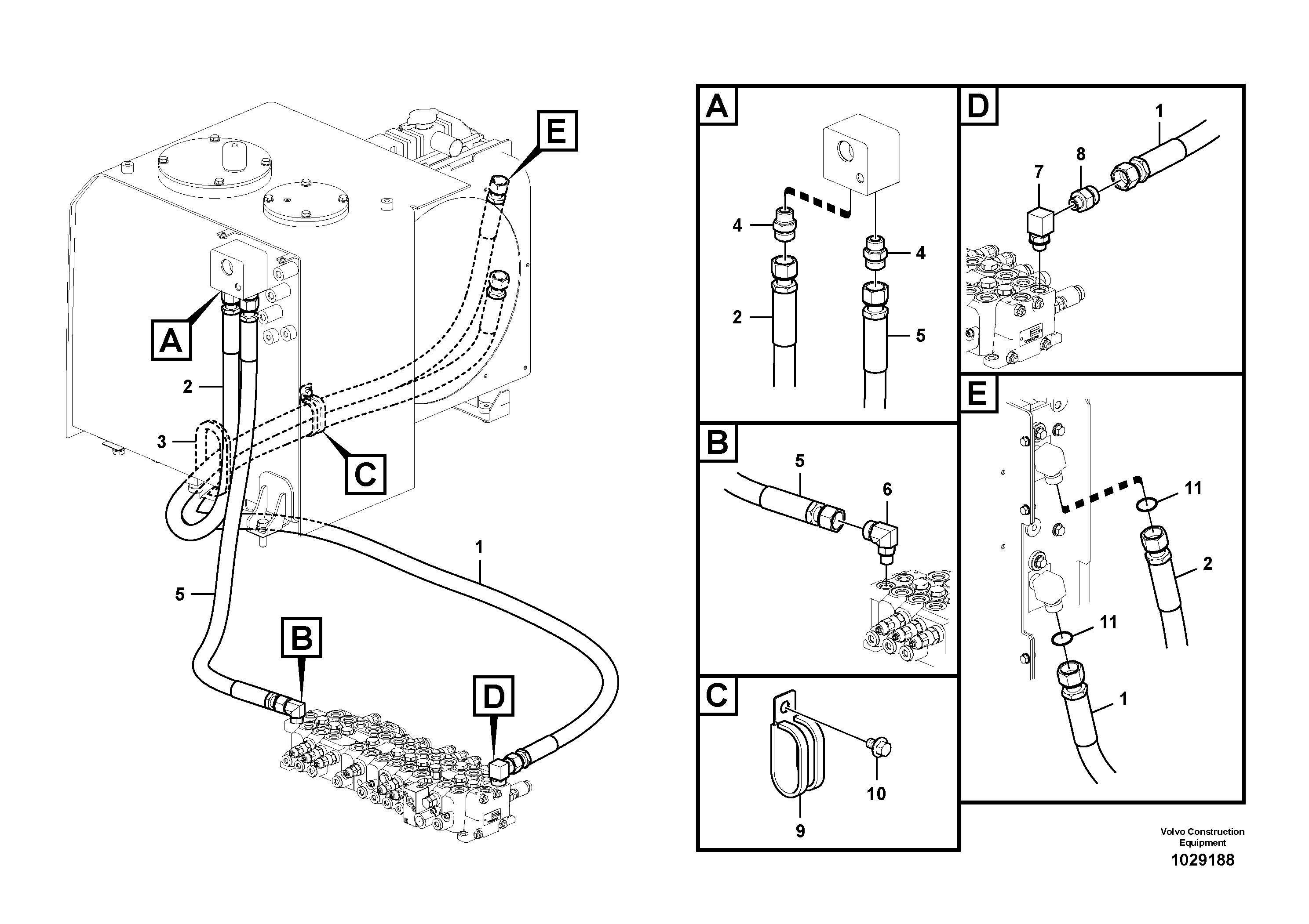 Схема запчастей Volvo EC55C S/N 110001- / 120001- - 102403 Hydraulic system, hydraulic tank to hydraulic oil cooler 