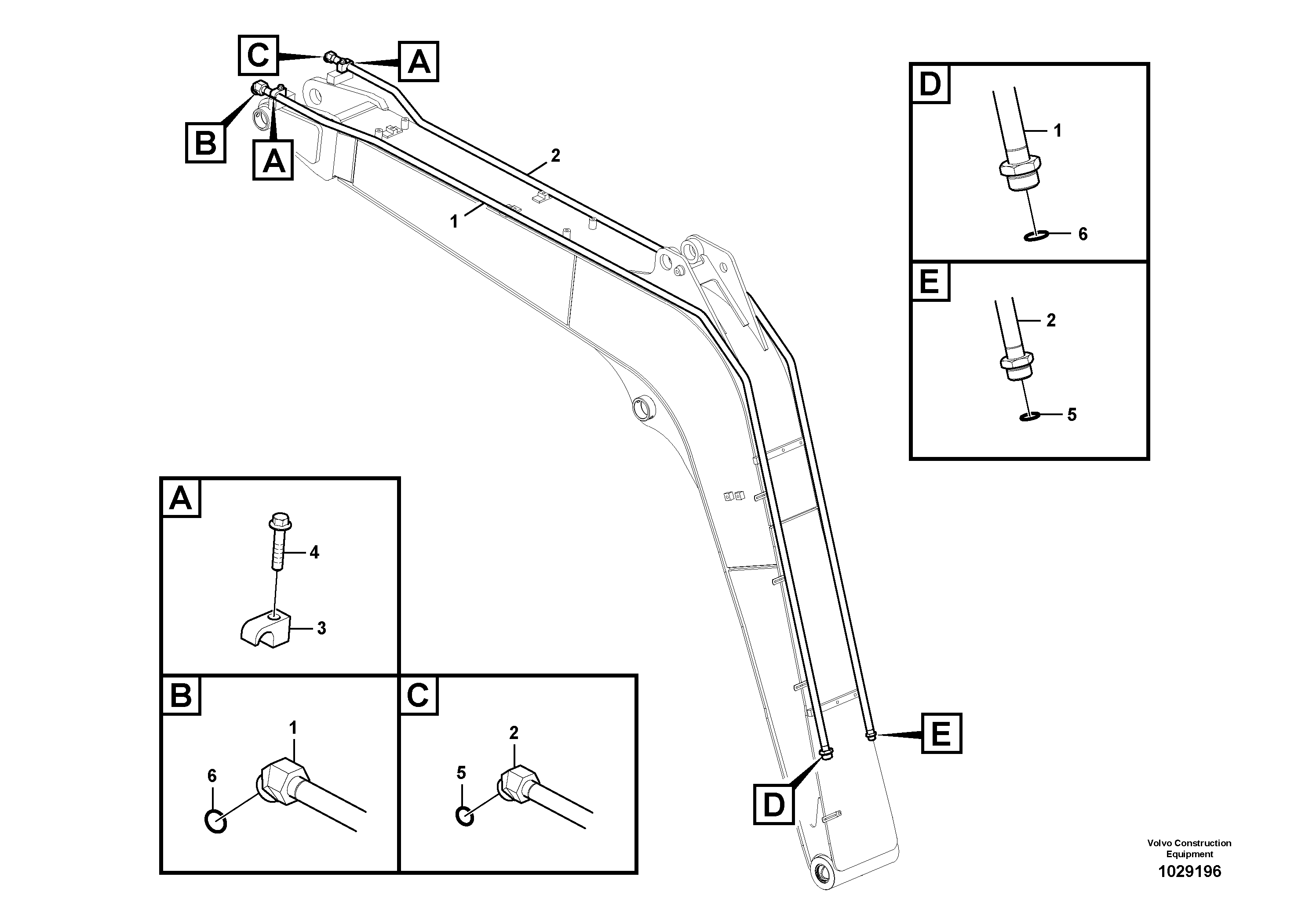 Схема запчастей Volvo EC55C S/N 110001- / 120001- - 72945 Working hydraulic, hammer and shear for boom 