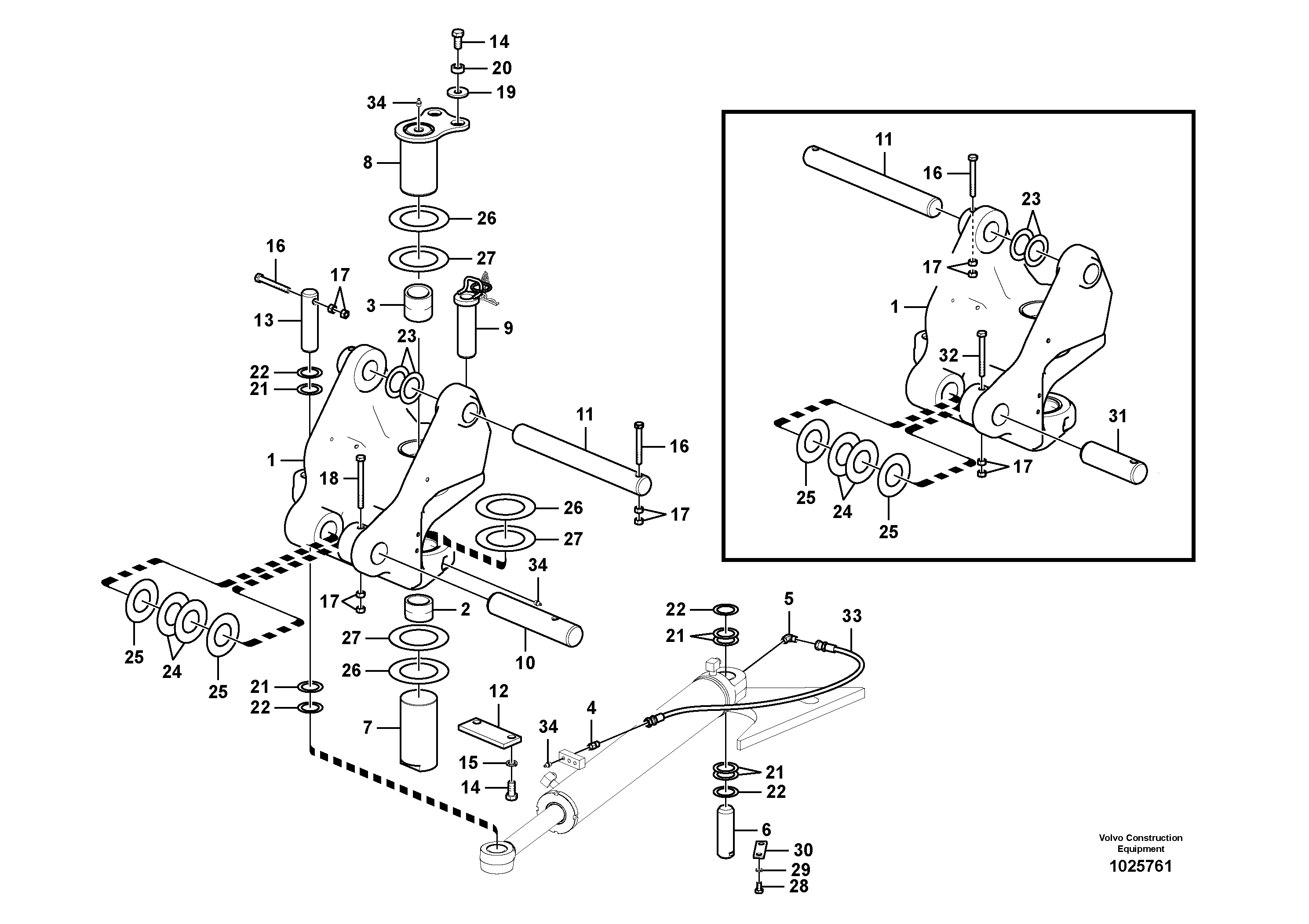Схема запчастей Volvo EC55C S/N 110001- / 120001- - 96477 Links to boom 