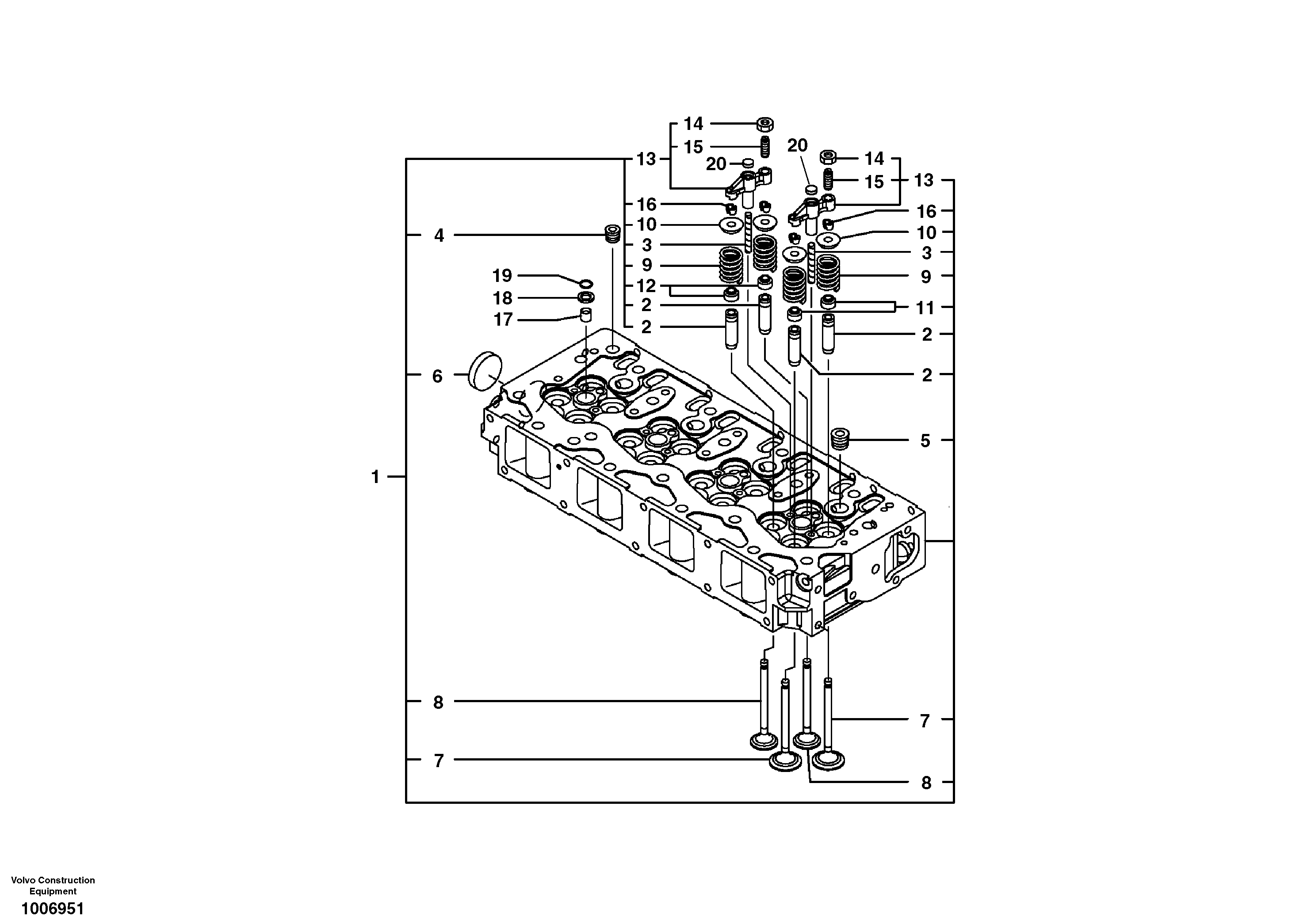 Схема запчастей Volvo EC55C S/N 110001- / 120001- - 49242 Головка блока цилиндров 