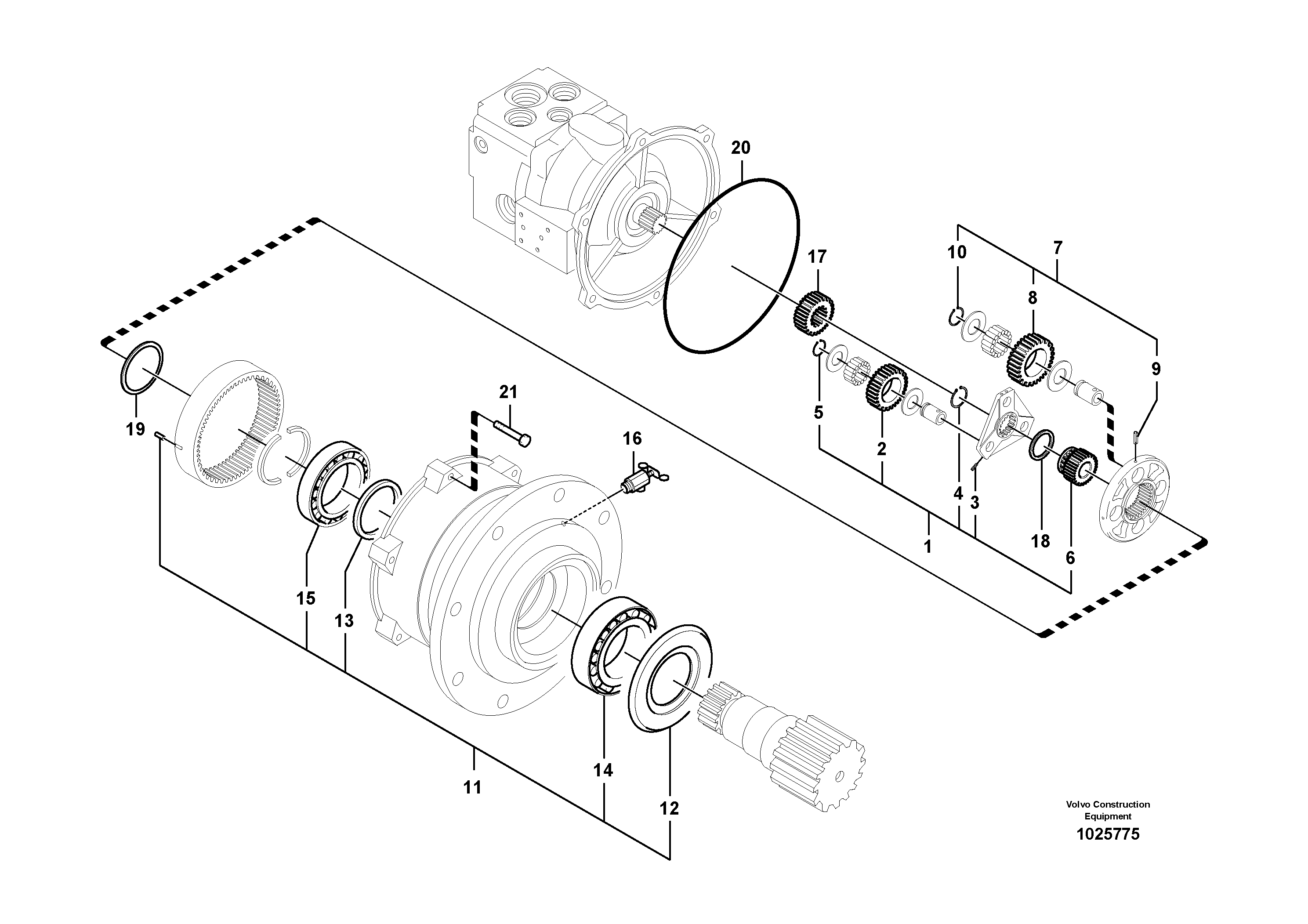 Схема запчастей Volvo EC60C - 47836 Swing gearbox 