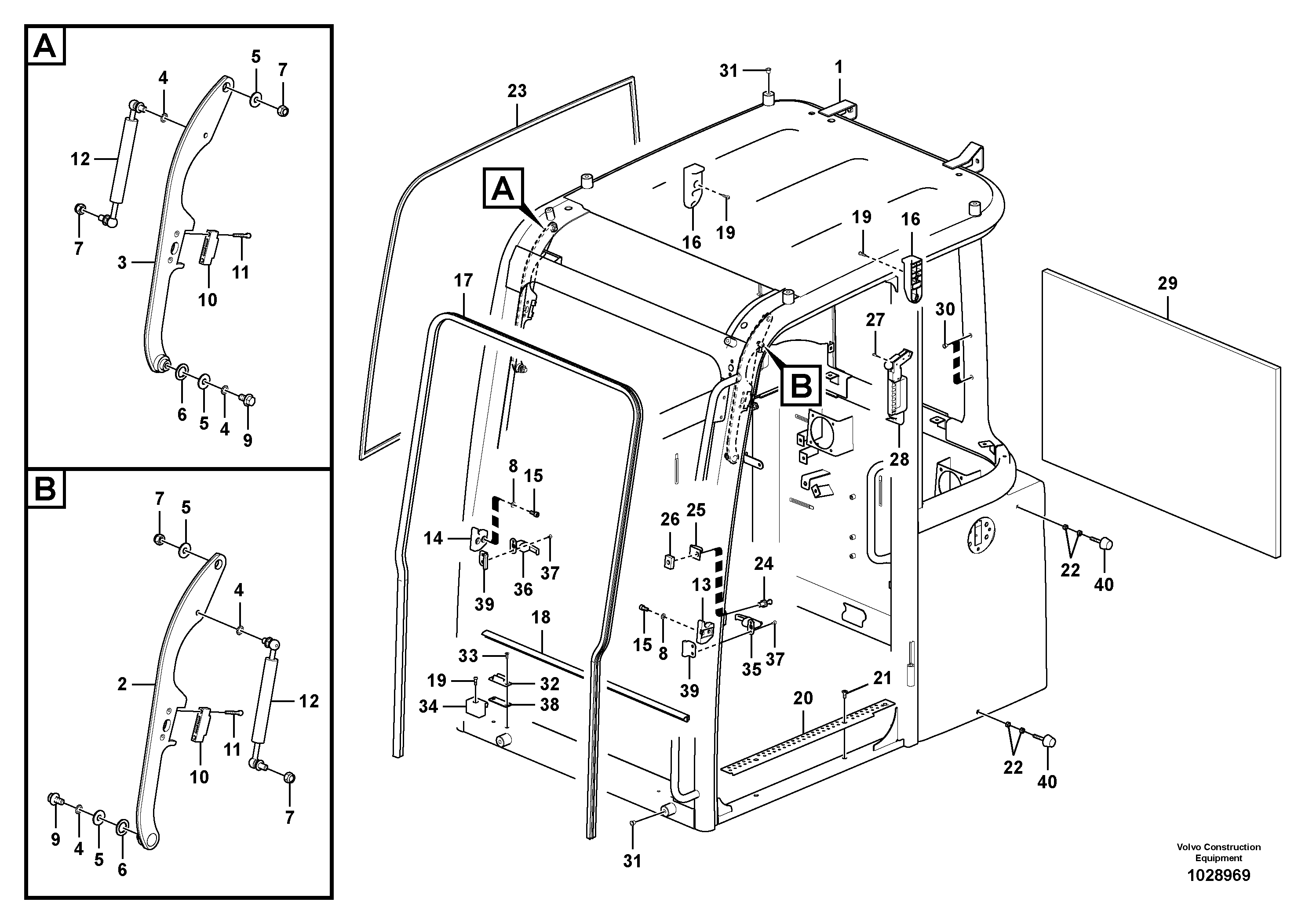 Схема запчастей Volvo EC60C - 36579 Operators cab 