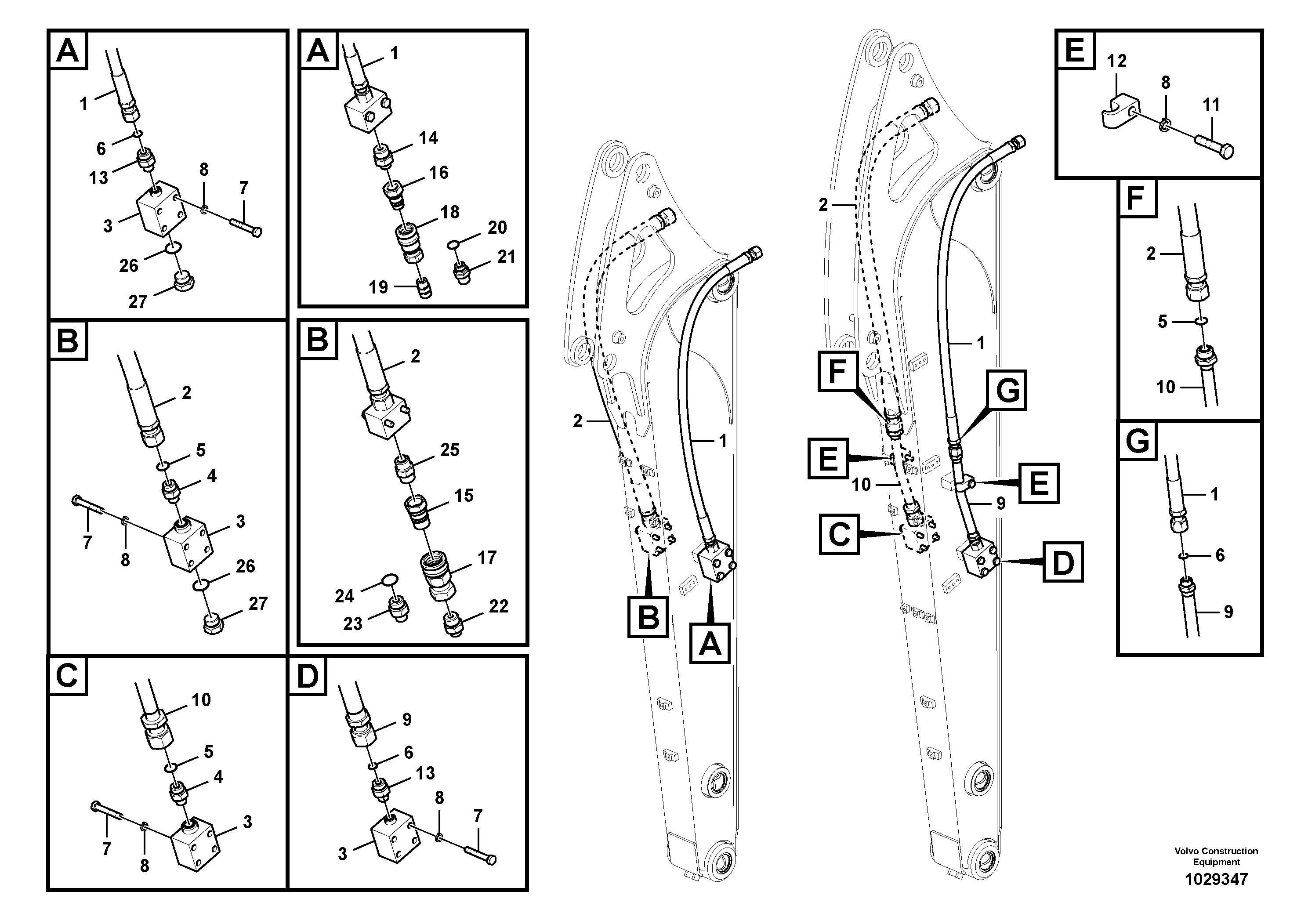 Схема запчастей Volvo EC60C - 106938 Working hydraulic, hammer and shear for dipper arm 