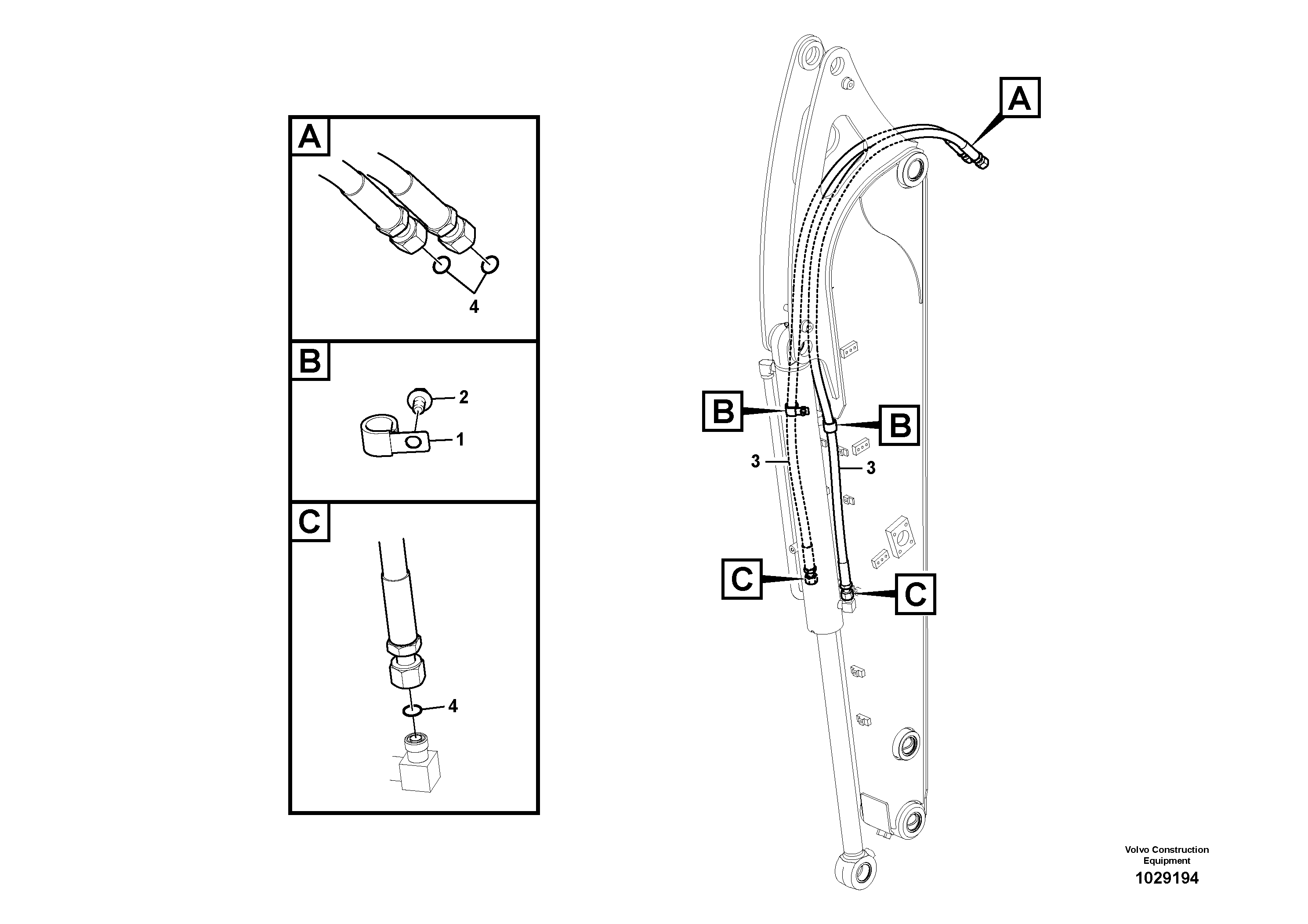 Схема запчастей Volvo EC60C - 77300 Working hydraulic, bucket cylinder on dipper arm 