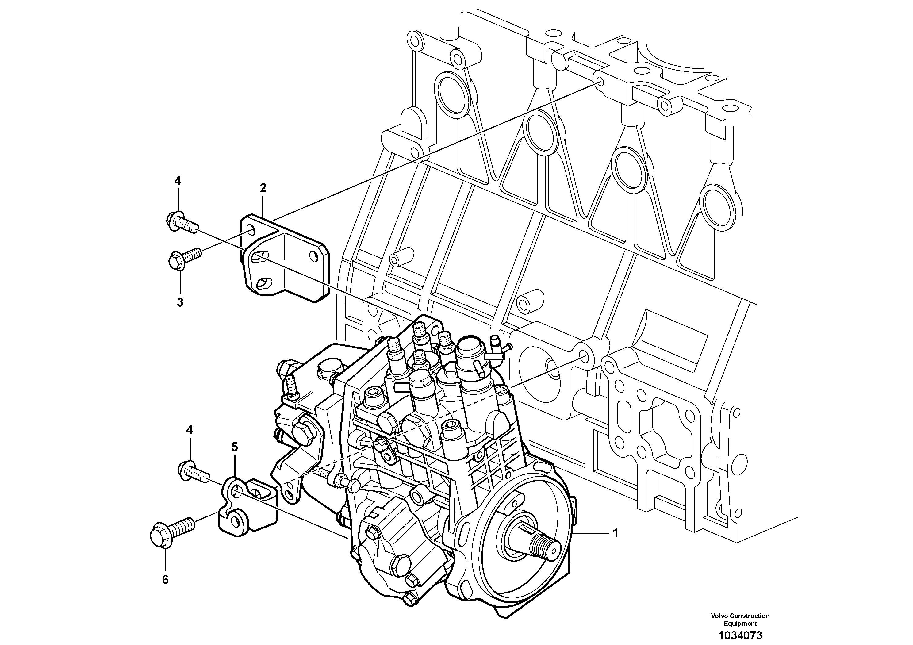 Схема запчастей Volvo EC60C - 91241 Fuel injection pump with fitting parts 