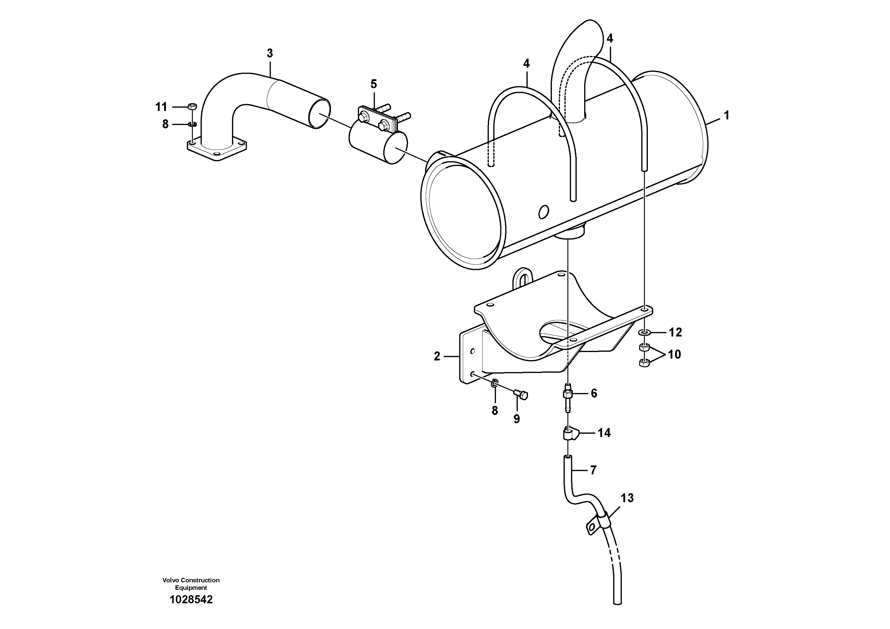 Схема запчастей Volvo EC60C - 68876 Выхлопная система 