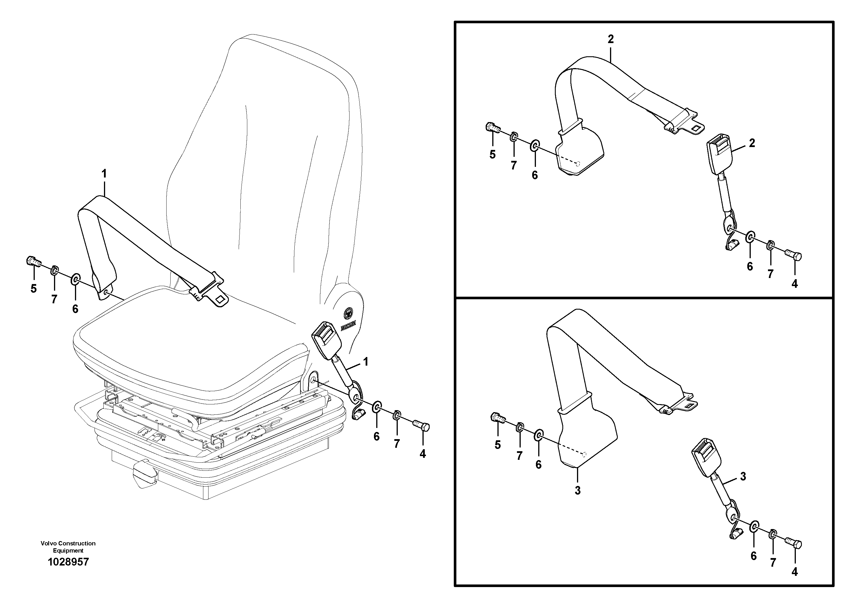 Схема запчастей Volvo EW60C - 65928 Operator seat with fitting parts 