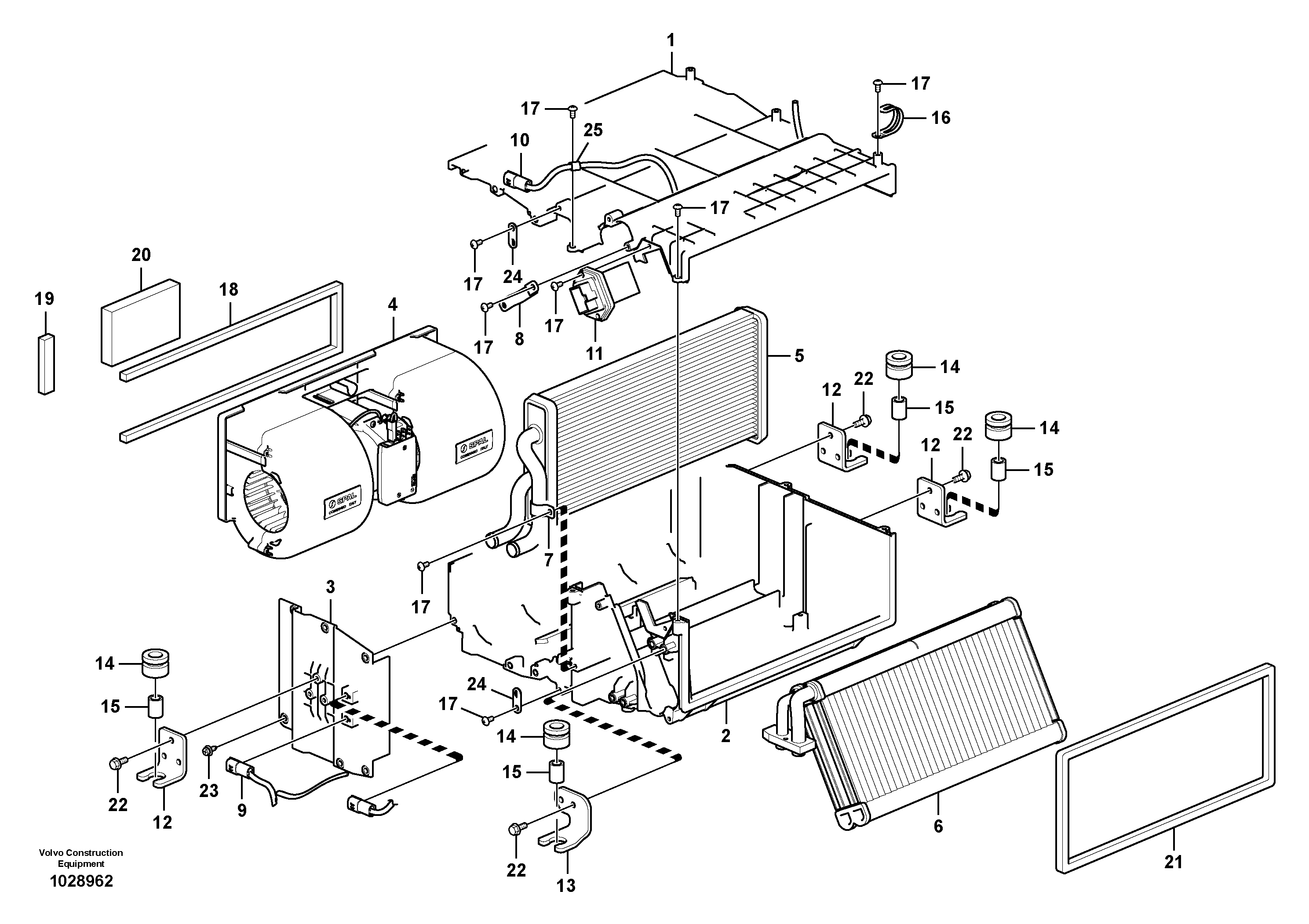 Схема запчастей Volvo EW60C - 65931 Air conditioning unit, cooling and heater 