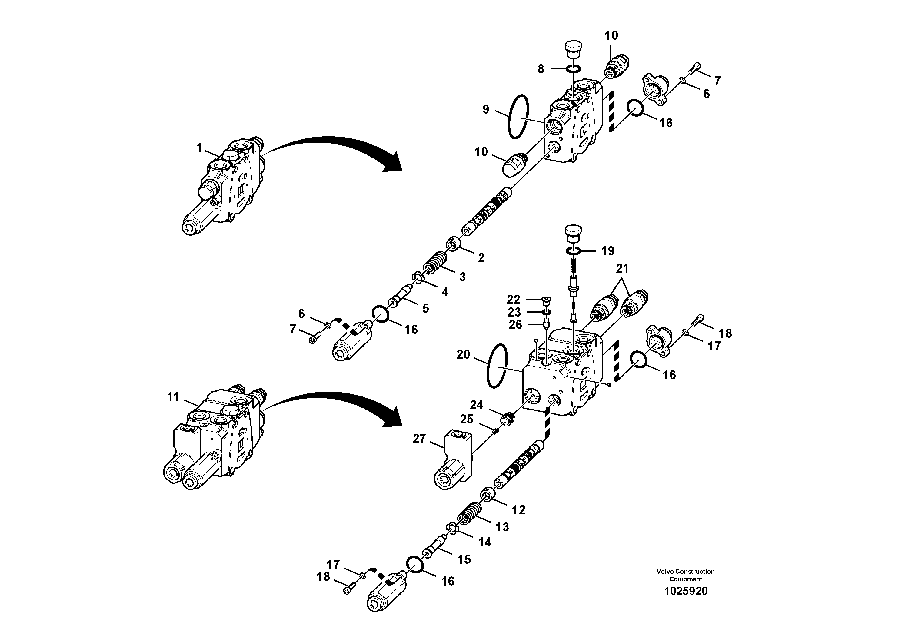 Схема запчастей Volvo EW60C - 76767 Гидрораспределитель (главный управляющий клапан) 