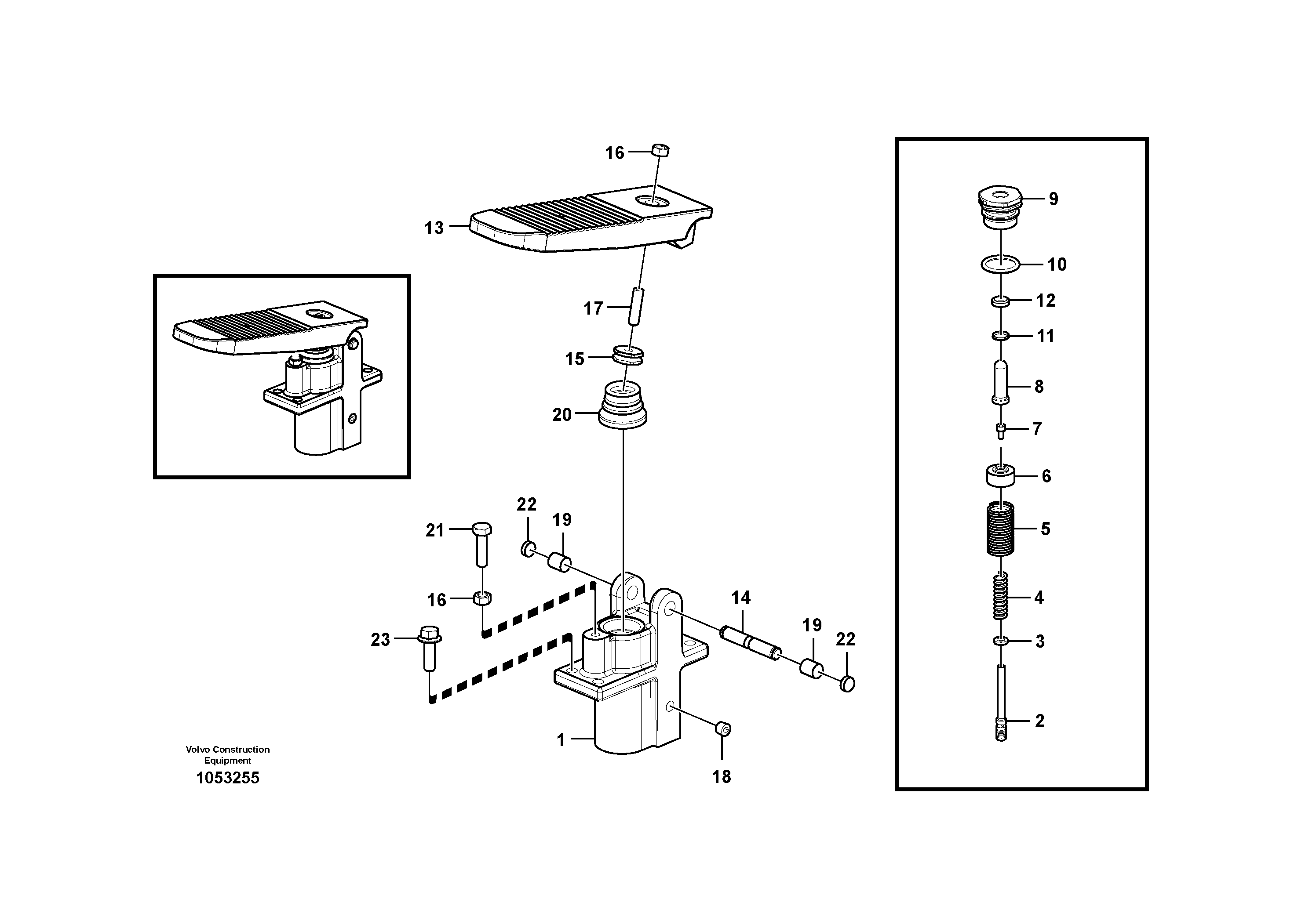 Схема запчастей Volvo EW60C - 62627 Remote control valve pedal, travel motor 