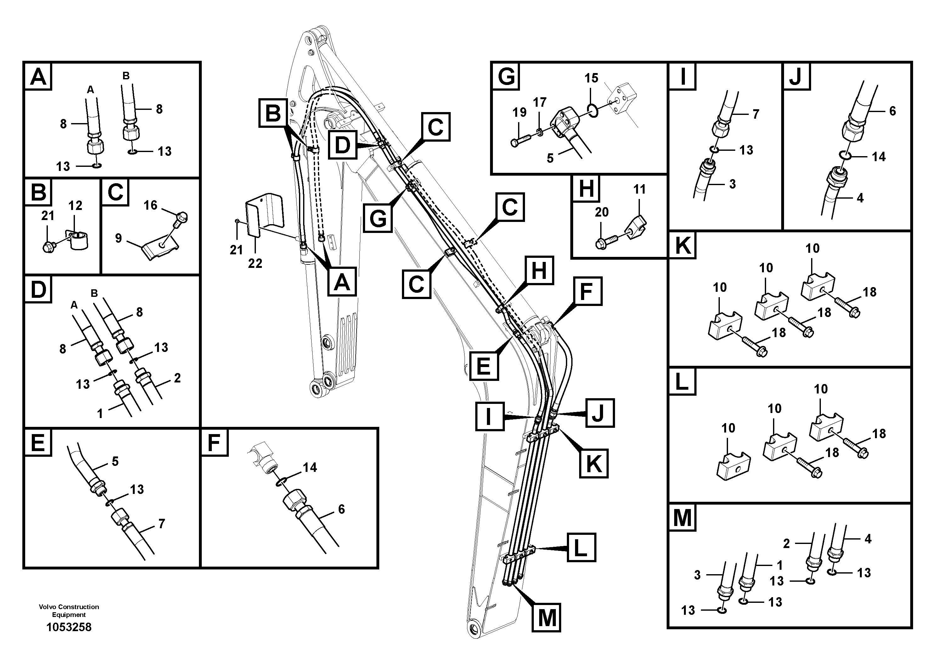 Схема запчастей Volvo EW60C - 69914 Working hydraulic, dipper arm cylinder on boom 