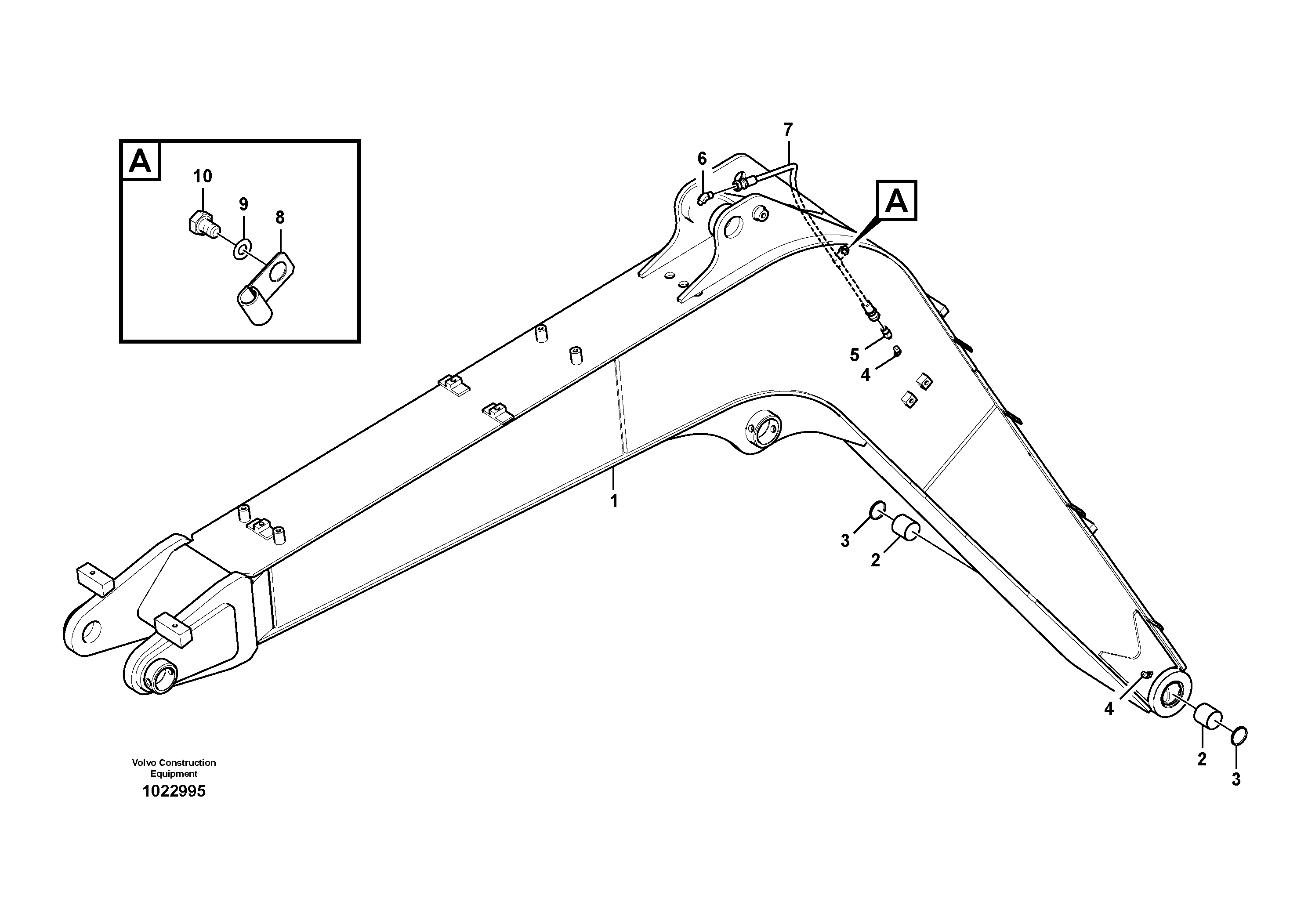 Схема запчастей Volvo EW60C - 64156 Boom and grease piping 