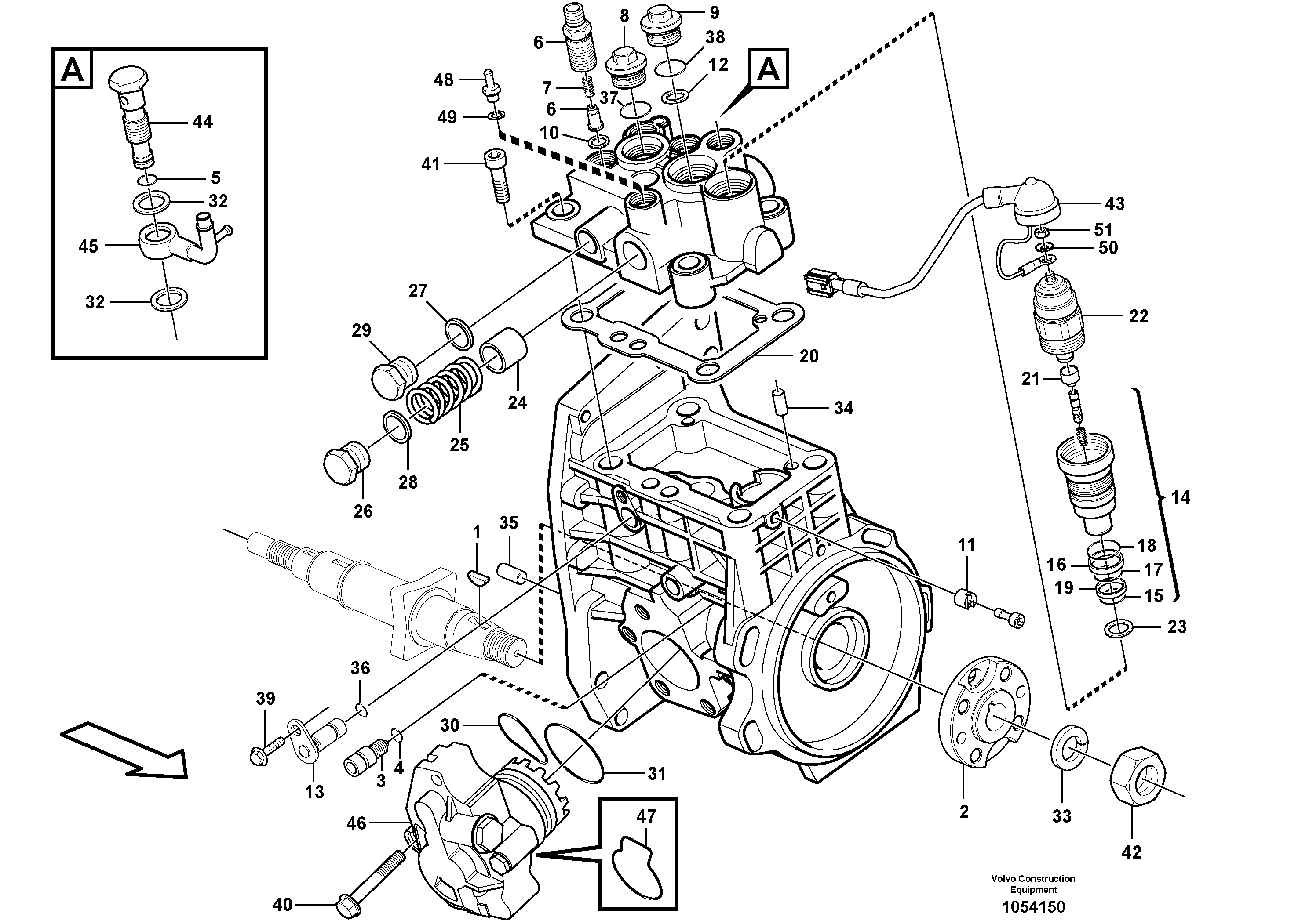 Схема запчастей Volvo EW60C - 63852 Fuel injection pump with fitting parts 