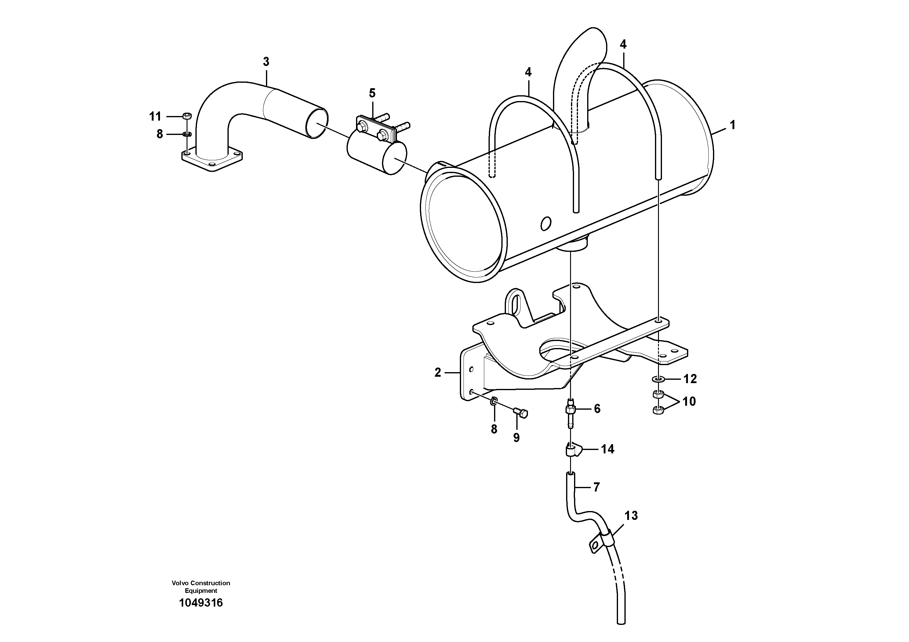 Схема запчастей Volvo EW60C - 62577 Выхлопная система 