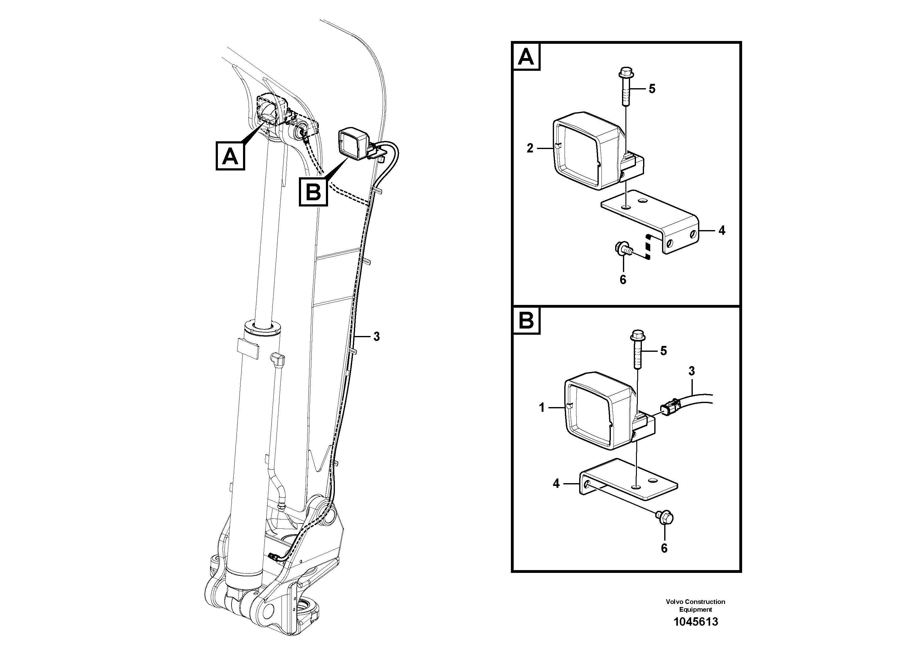 Схема запчастей Volvo EW60C - 77459 Working lamp on boom 