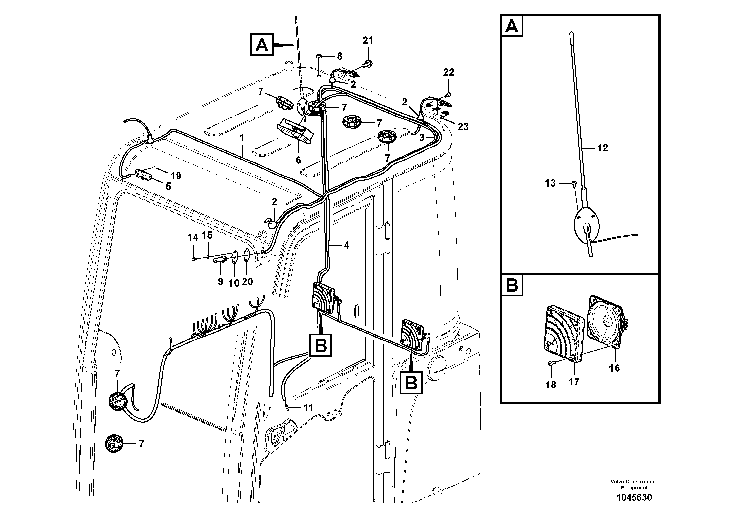Схема запчастей Volvo EW60C - 103681 Cable harnesses, cab 