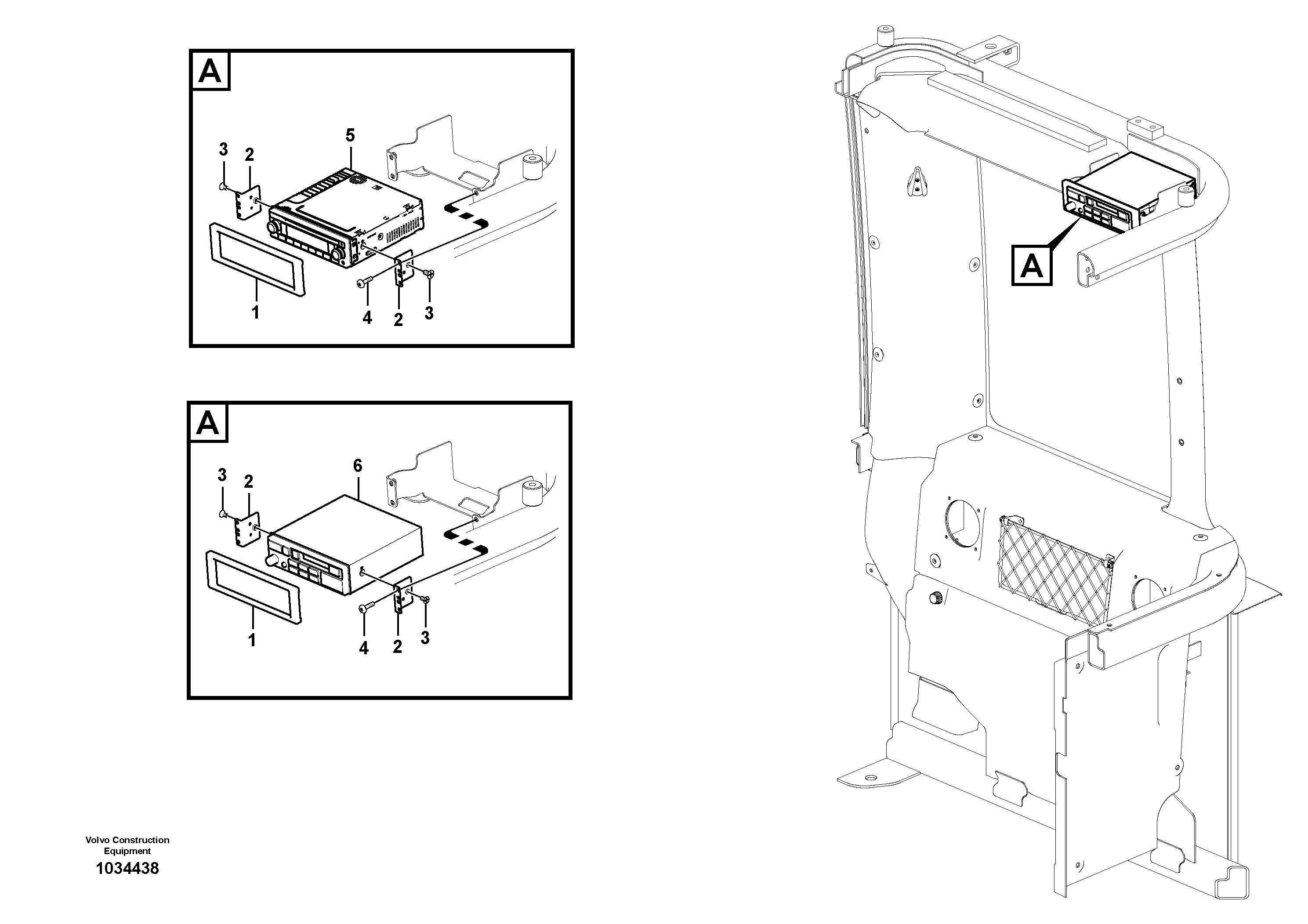 Схема запчастей Volvo EW60C - 62696 Cassette radio recorder with mounting details 