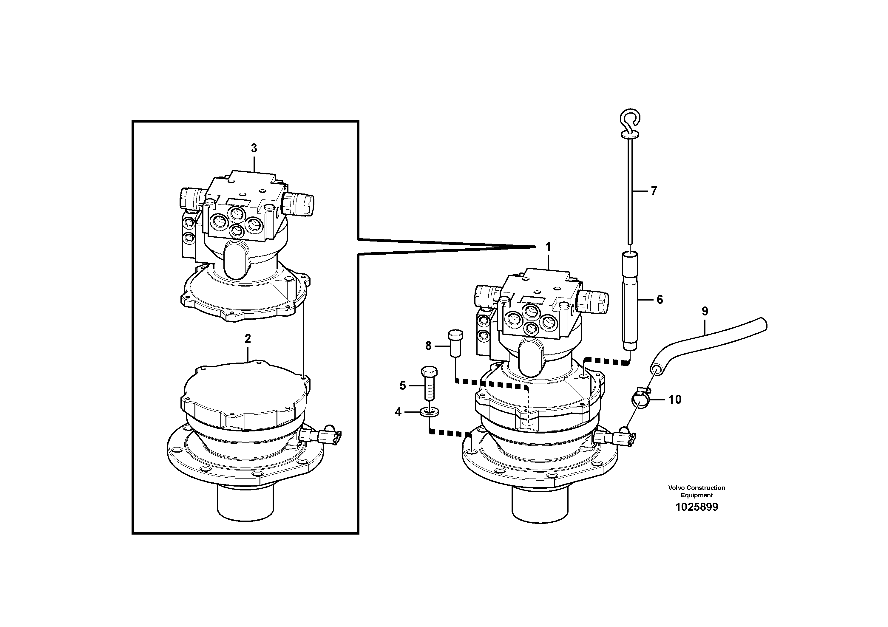 Схема запчастей Volvo EW60C - 65482 Swing motor with mounting parts 