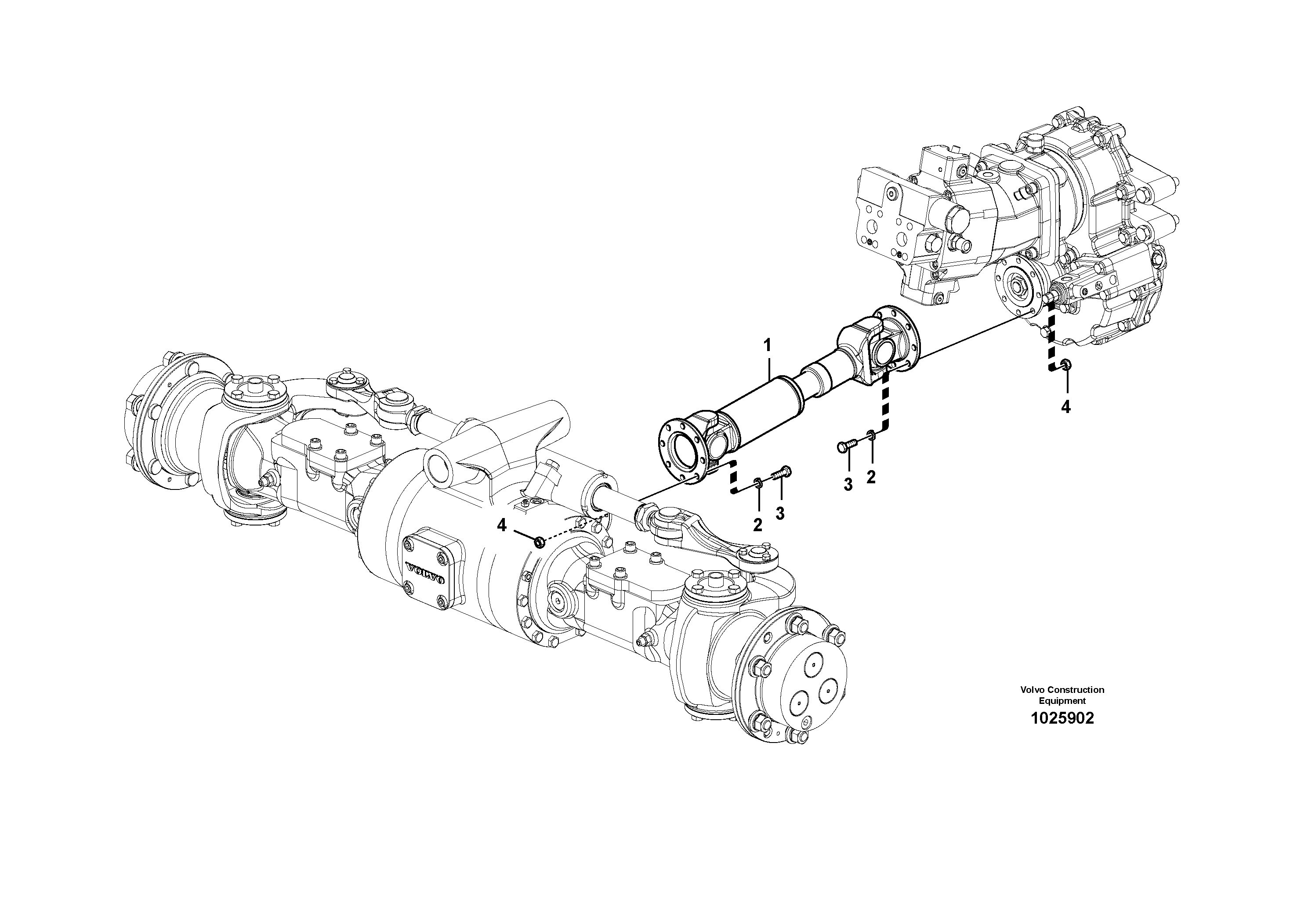 Схема запчастей Volvo EW60C - 65636 Propeller shaft, front 