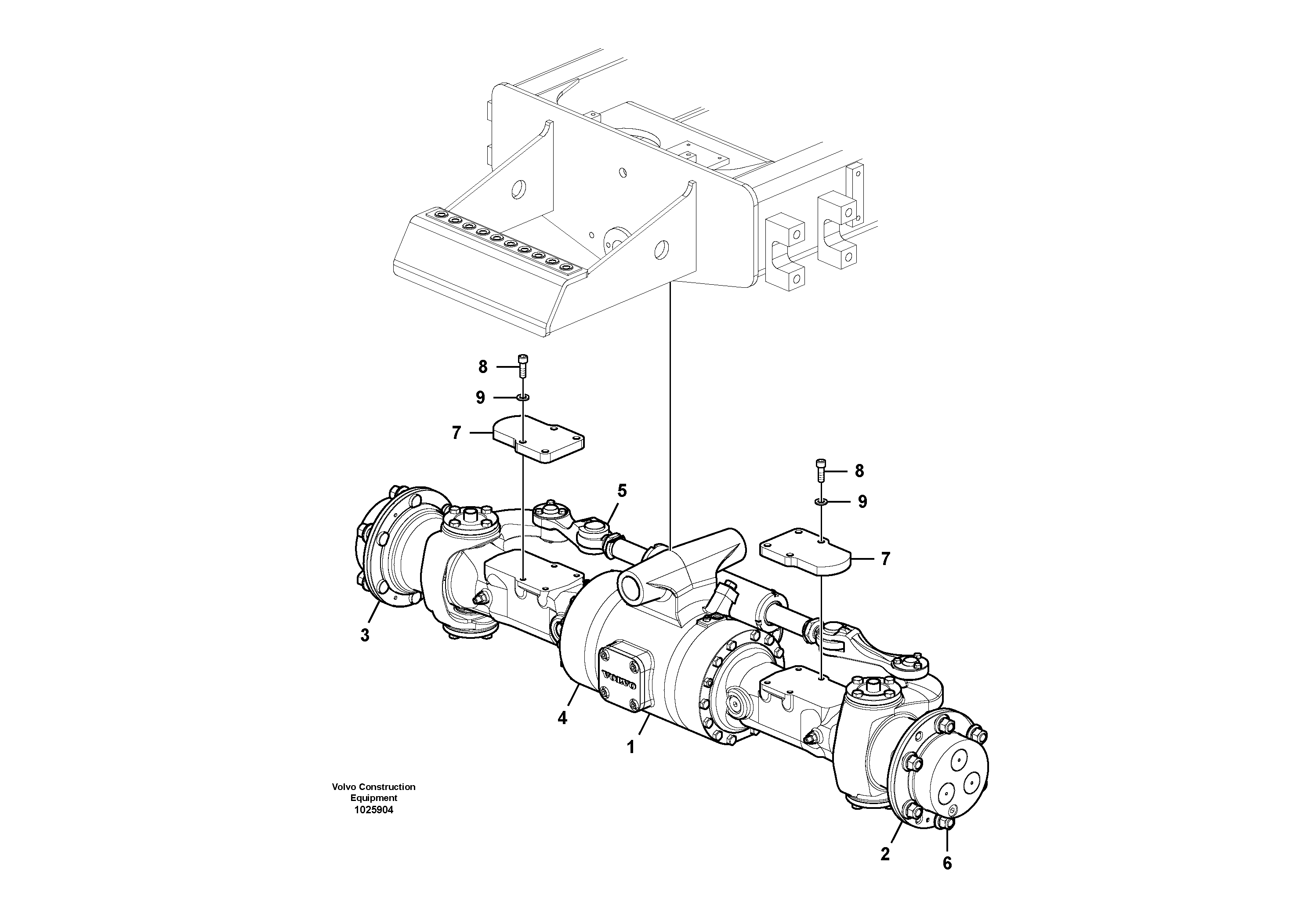Схема запчастей Volvo EW60C - 65638 Front axle mounting 