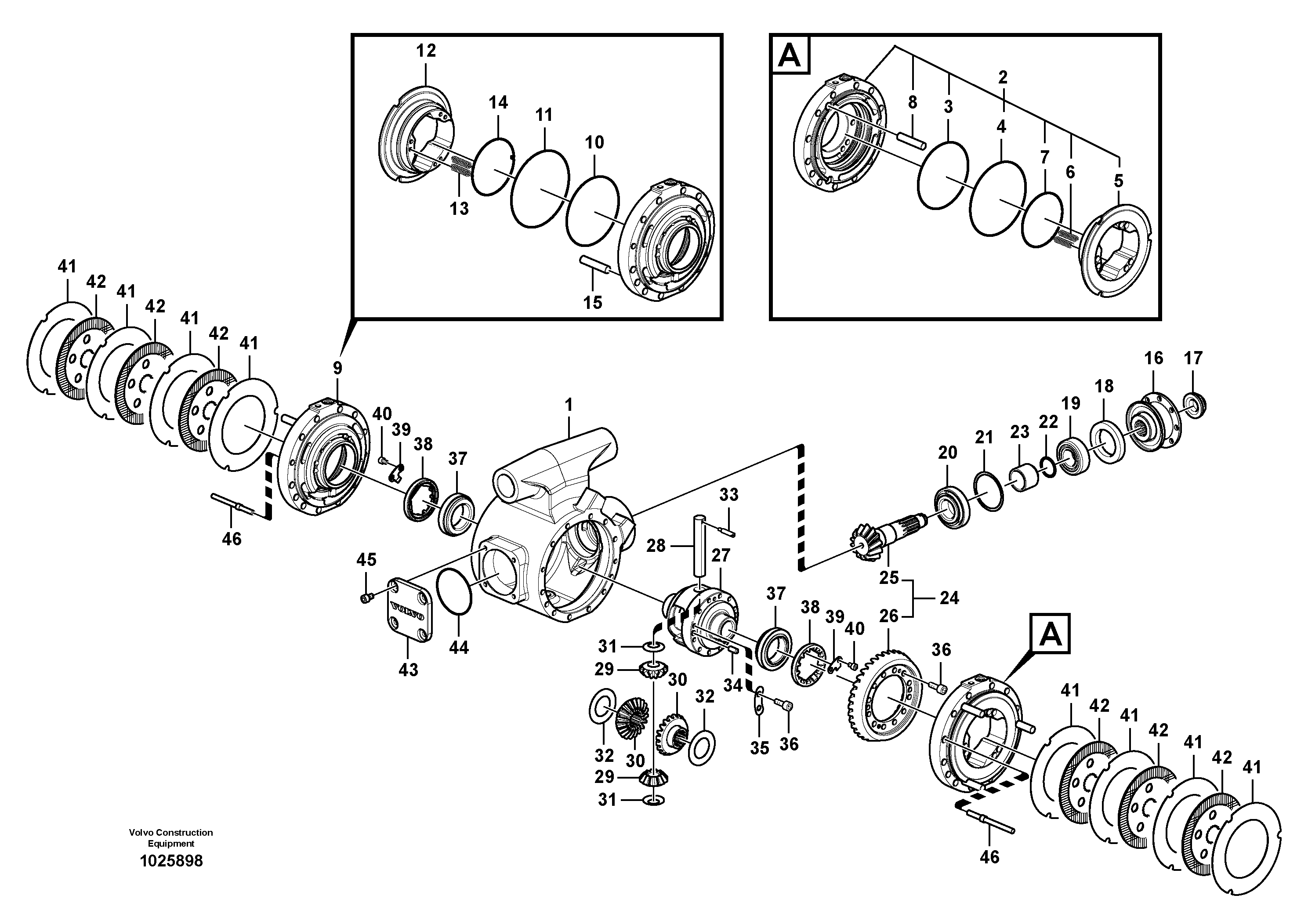 Схема запчастей Volvo EW60C - 65639 Корпус дифференциала переднего моста 