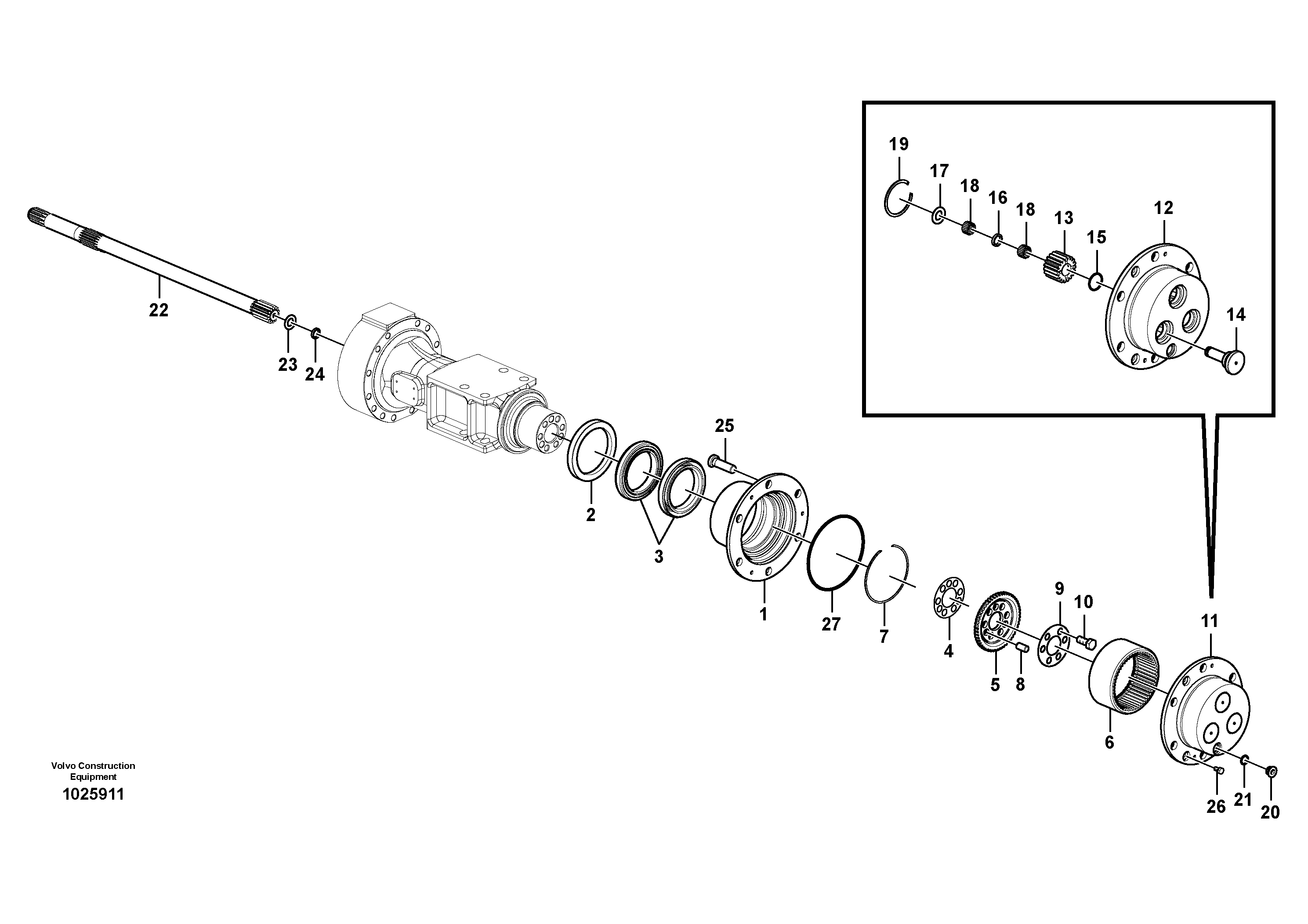 Схема запчастей Volvo EW60C - 80068 Hub reduction, rear axle 