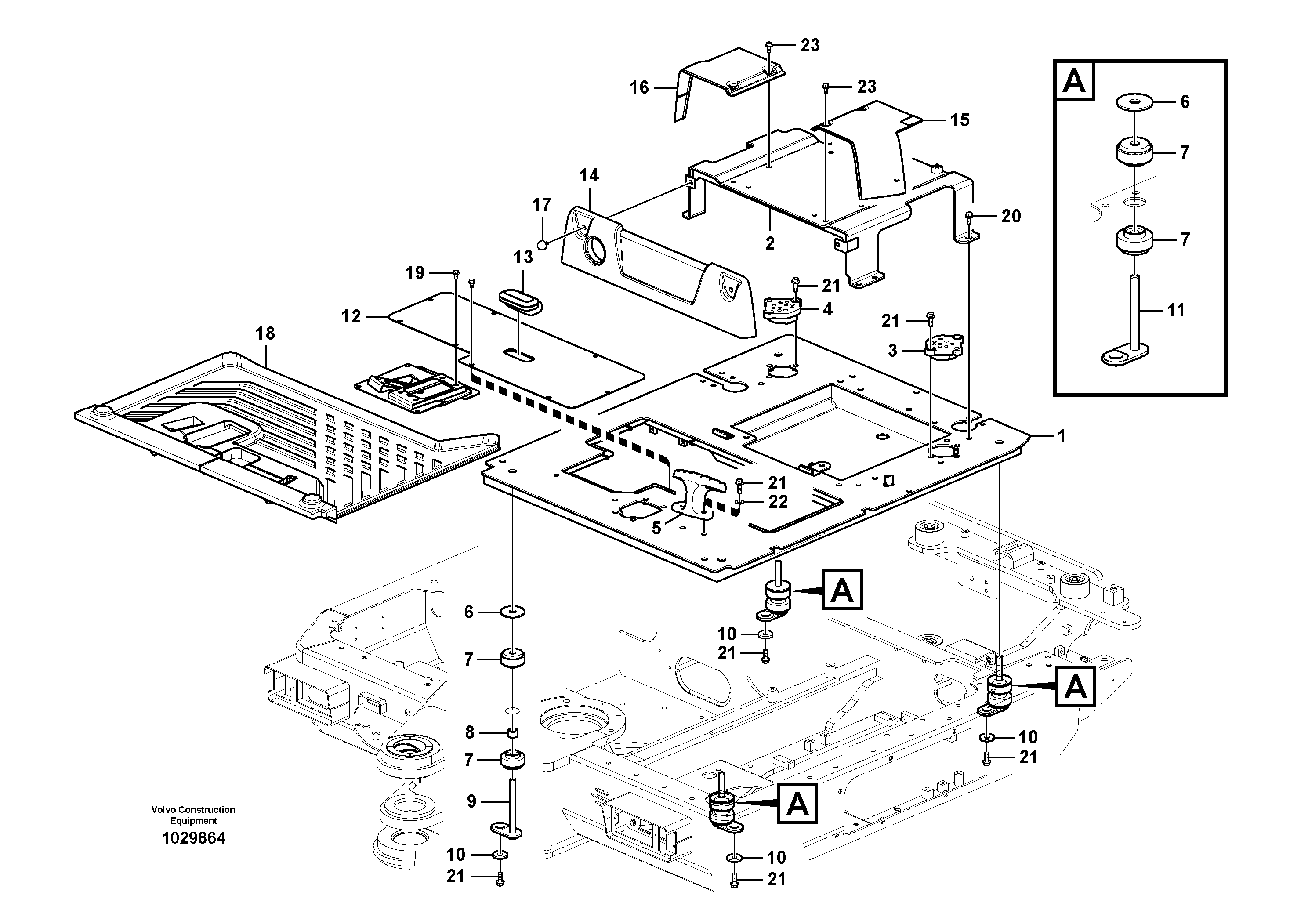 Схема запчастей Volvo EW60C - 66337 Cabin floor 