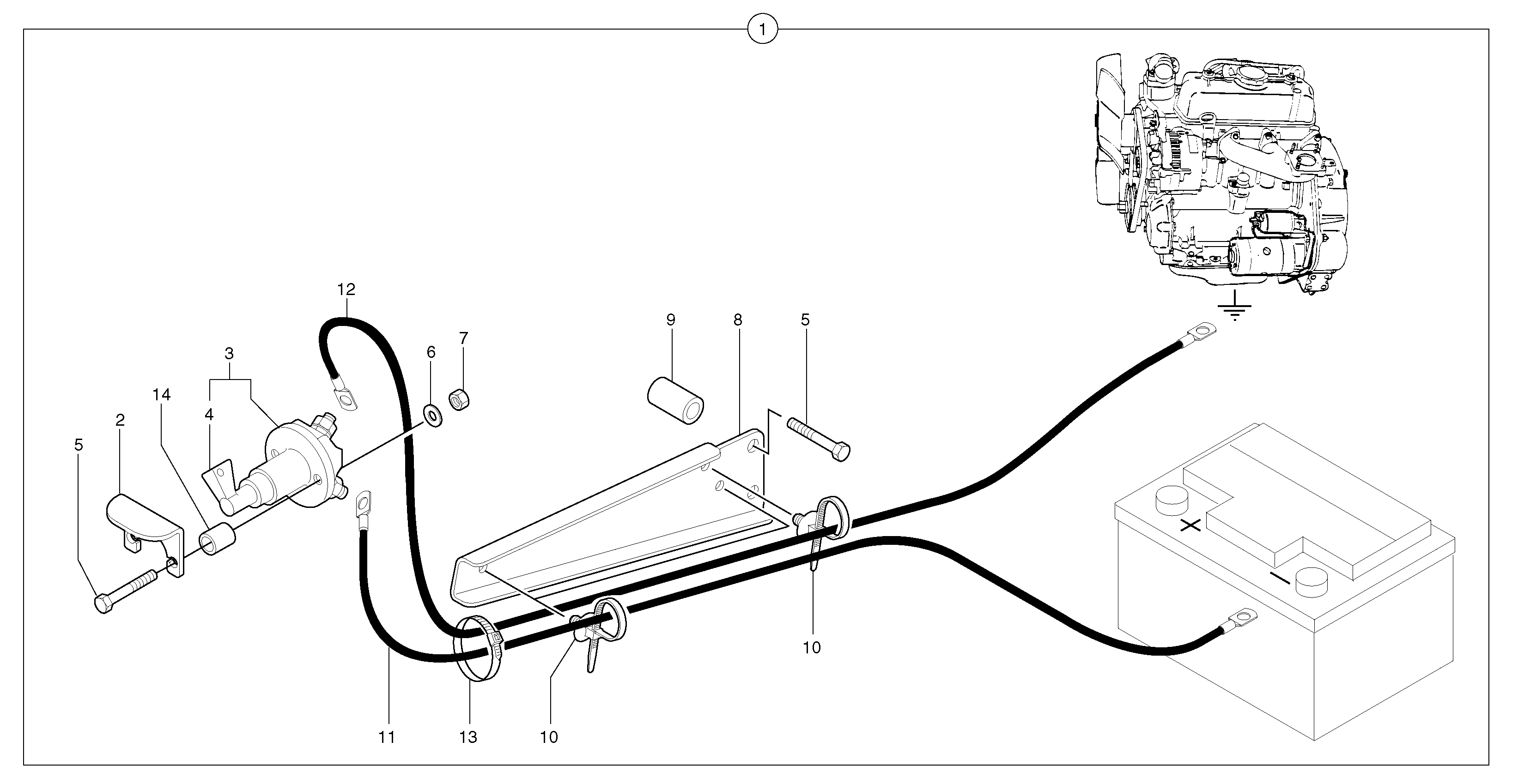 Схема запчастей Volvo EC15 - 40738 Battery cut-out EC15 TYPE 265 XR