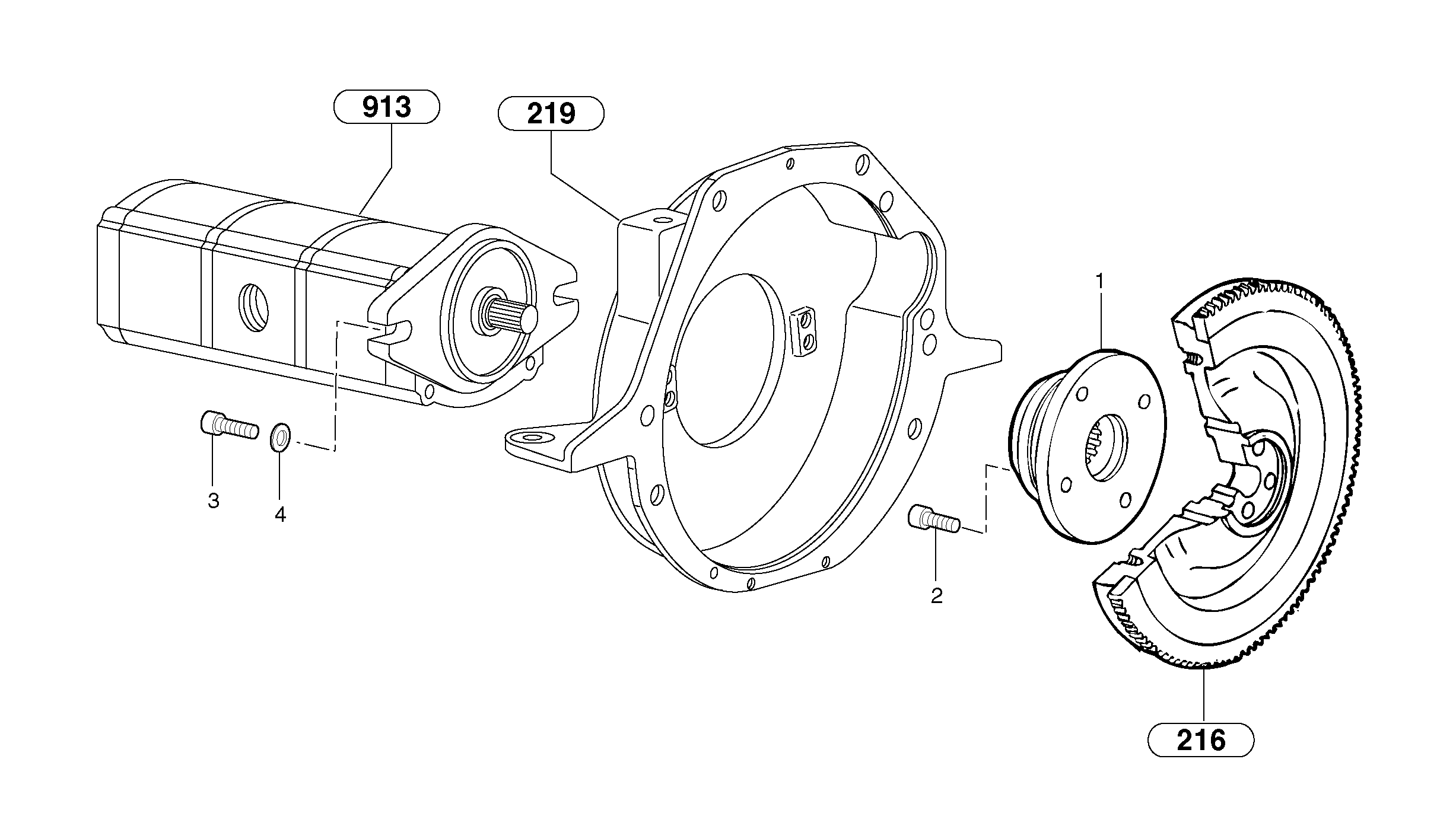 Схема запчастей Volvo EC15 - 40739 Engine coupling / hydraulic pump EC15 TYPE 265 XR