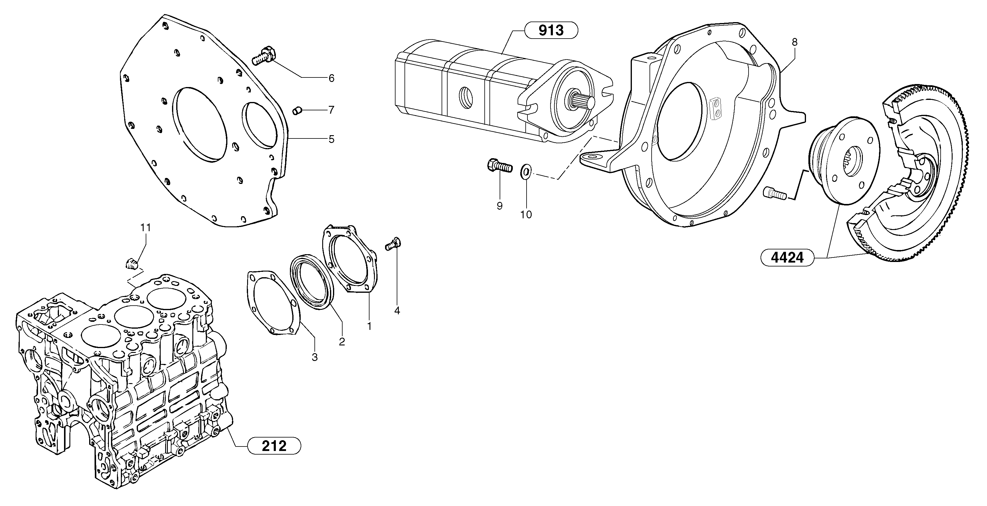 Схема запчастей Volvo EC15 - 6568 Картер маховика EC15 TYPE 261 XT/XTV