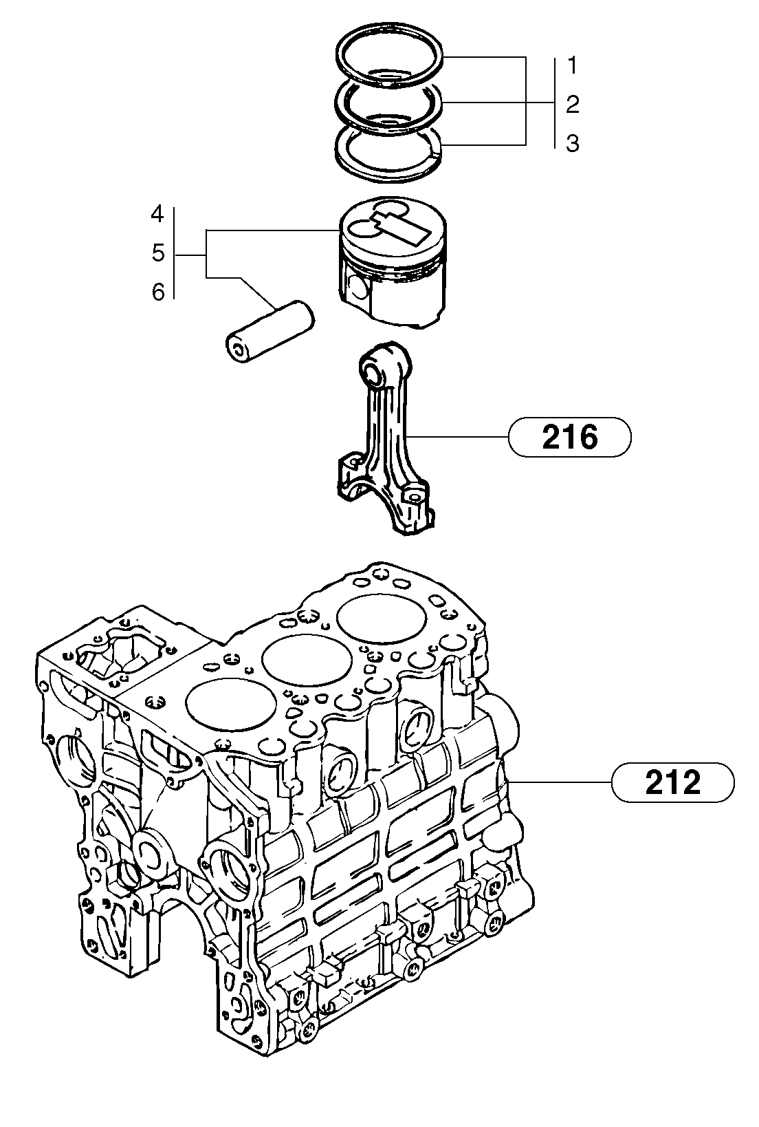 Схема запчастей Volvo EC15 - 6570 Pistons EC15 TYPE 261 XT/XTV