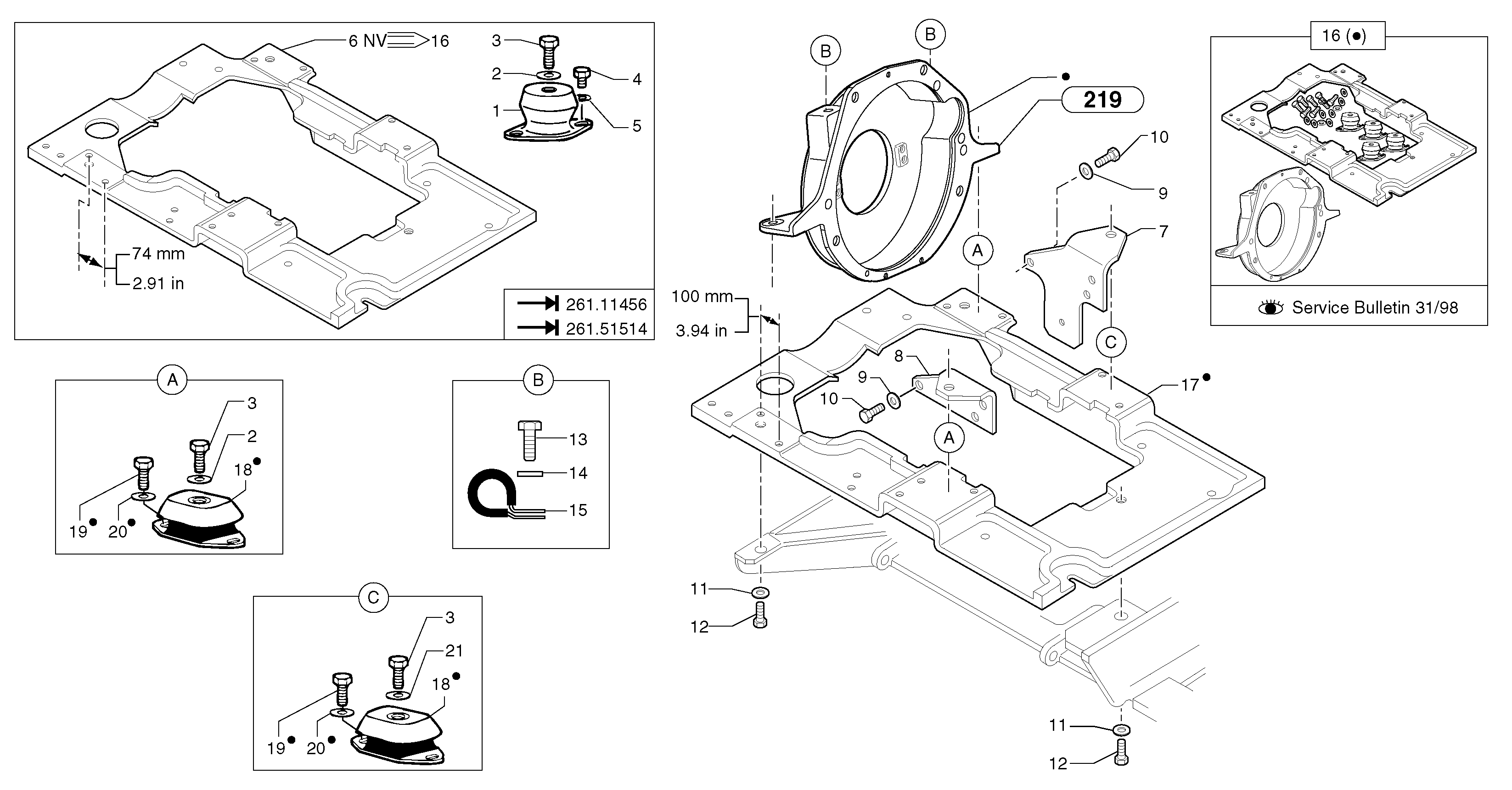 Схема запчастей Volvo EC15 - 32010 Engine mounts EC15 TYPE 261 XT/XTV
