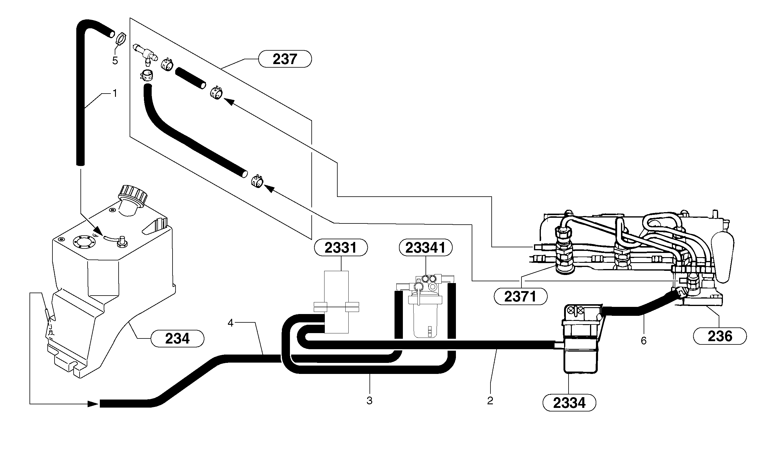 Схема запчастей Volvo EC15 - 6593 Fuel circuit EC15 TYPE 261 XT/XTV