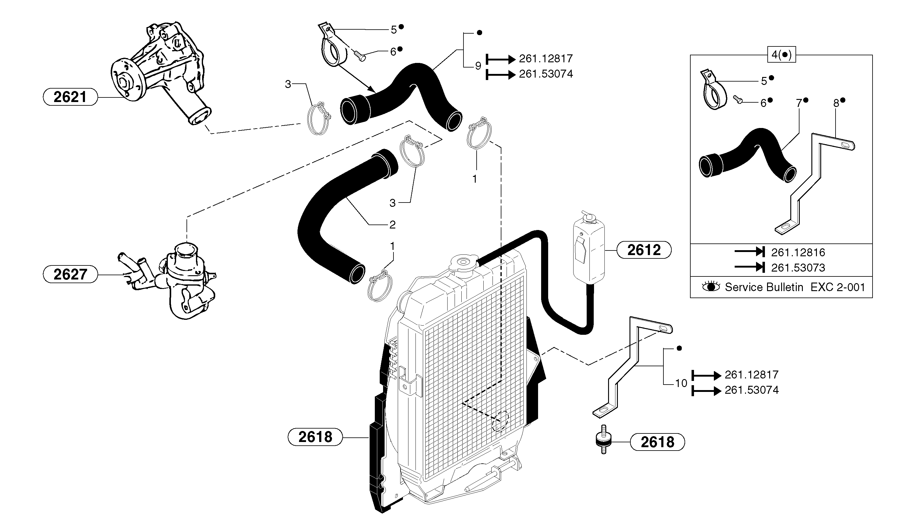 Схема запчастей Volvo EC15 - 2202 Cooling circuit EC15 TYPE 261 XT/XTV