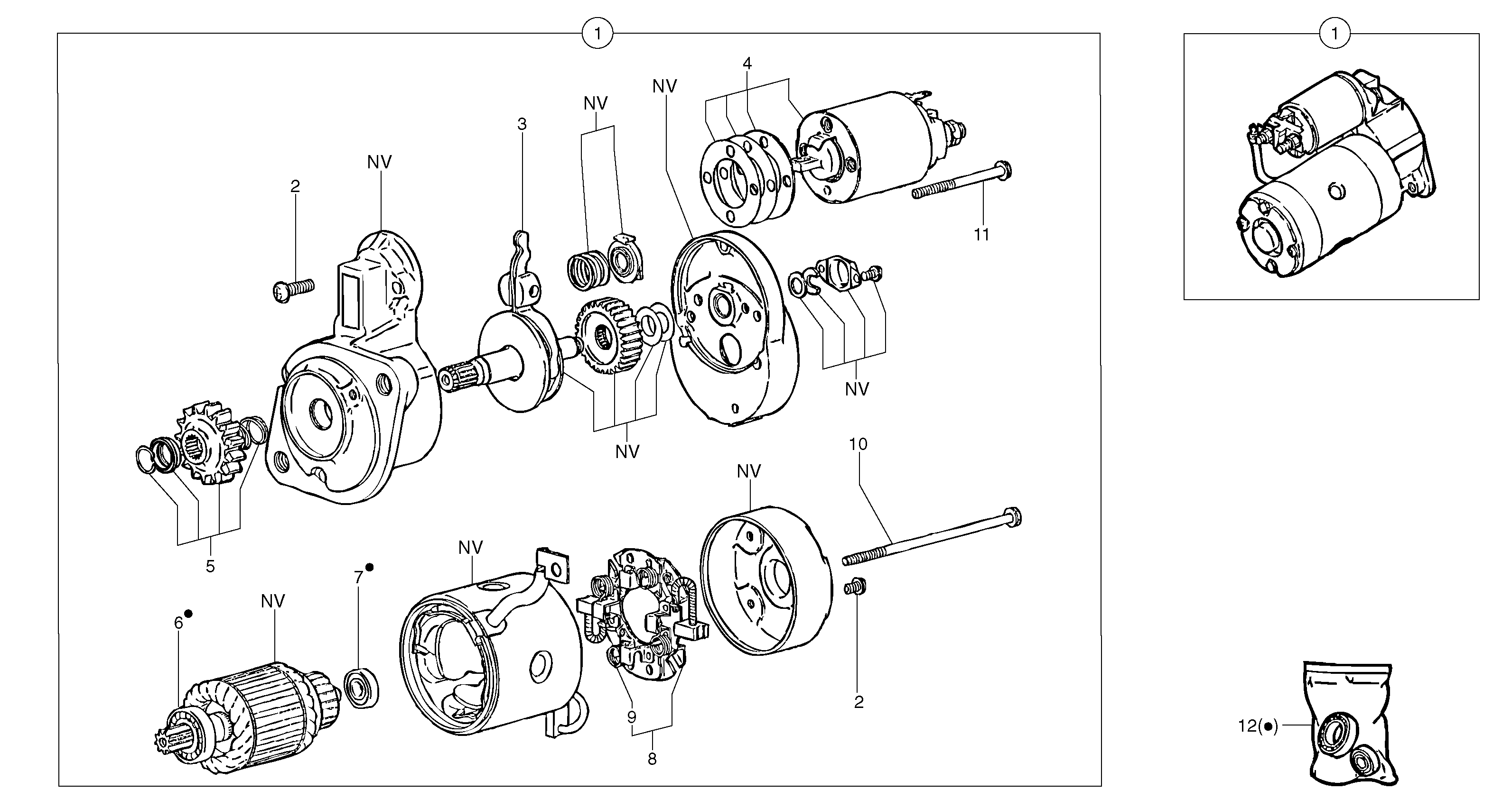 Схема запчастей Volvo EC15 - 6633 Starter motor EC15 TYPE 261 XT/XTV