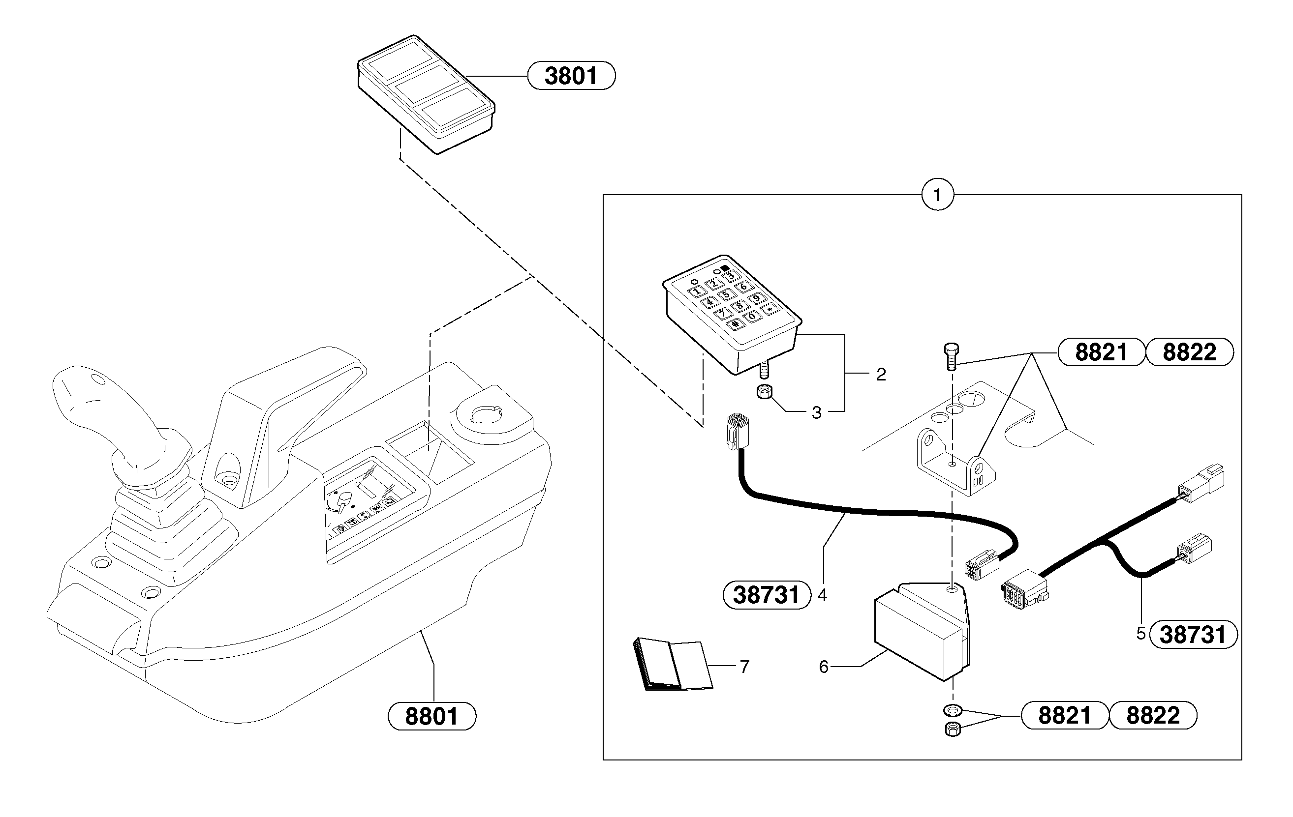 Схема запчастей Volvo EC15 - 6636 Coded keypad ( anti-start ) EC15 TYPE 261 XT/XTV