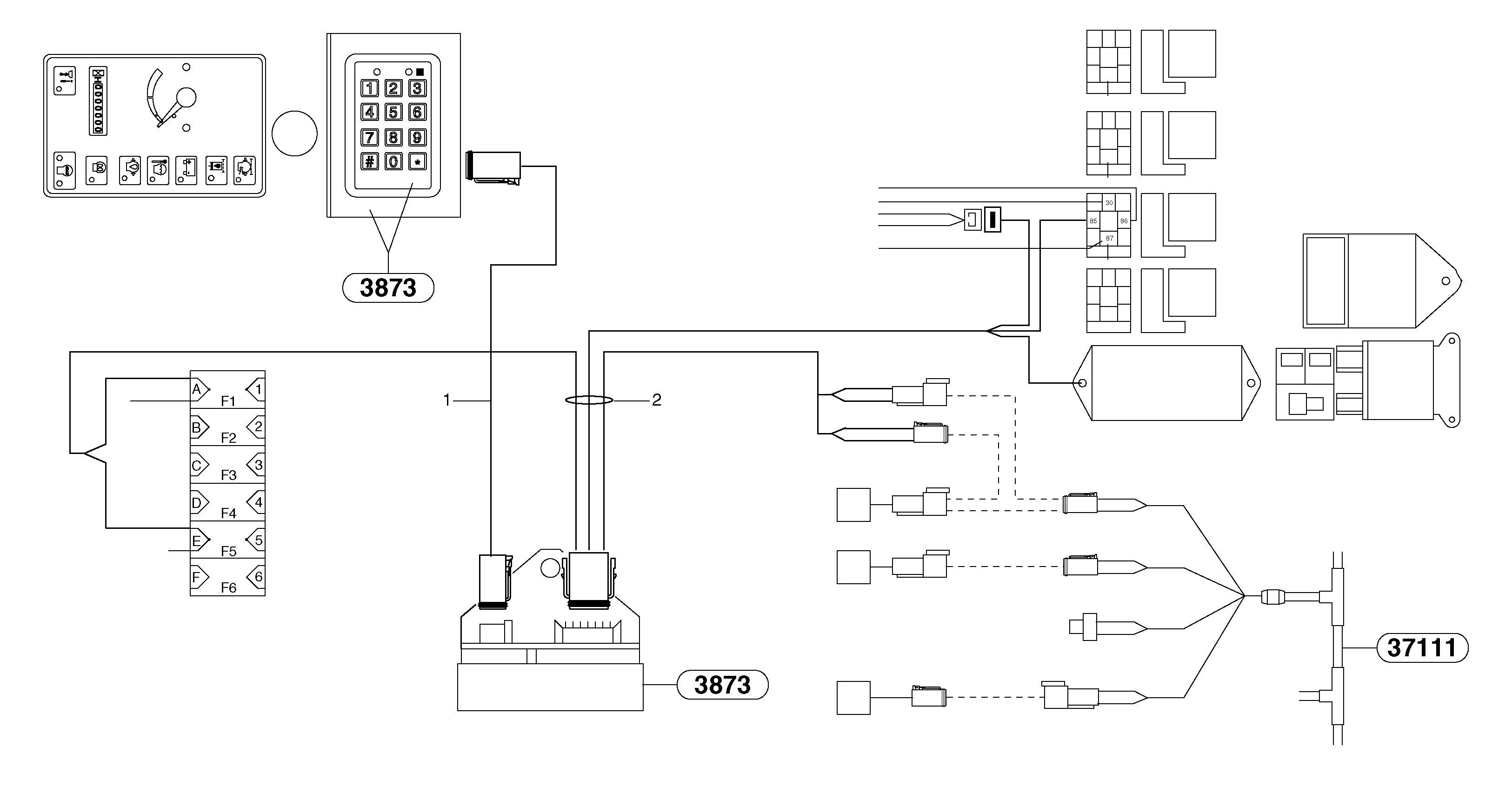 Схема запчастей Volvo EC15 - 6637 Electrical system / coded keypad EC15 TYPE 261 XT/XTV